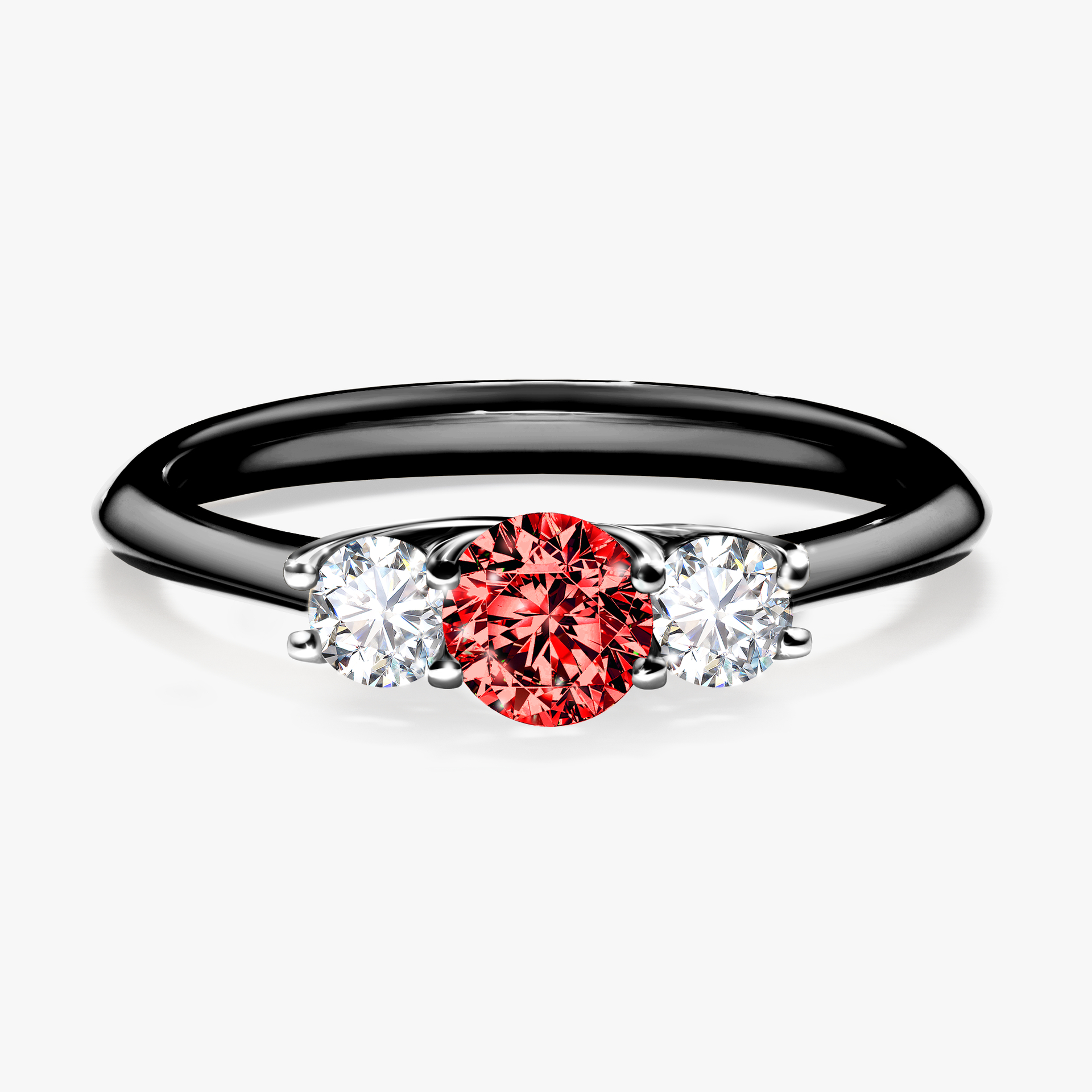 Pierścionek zaręczynowy My Honey z czarnego złota z czerwonym diamentem 0,45ct