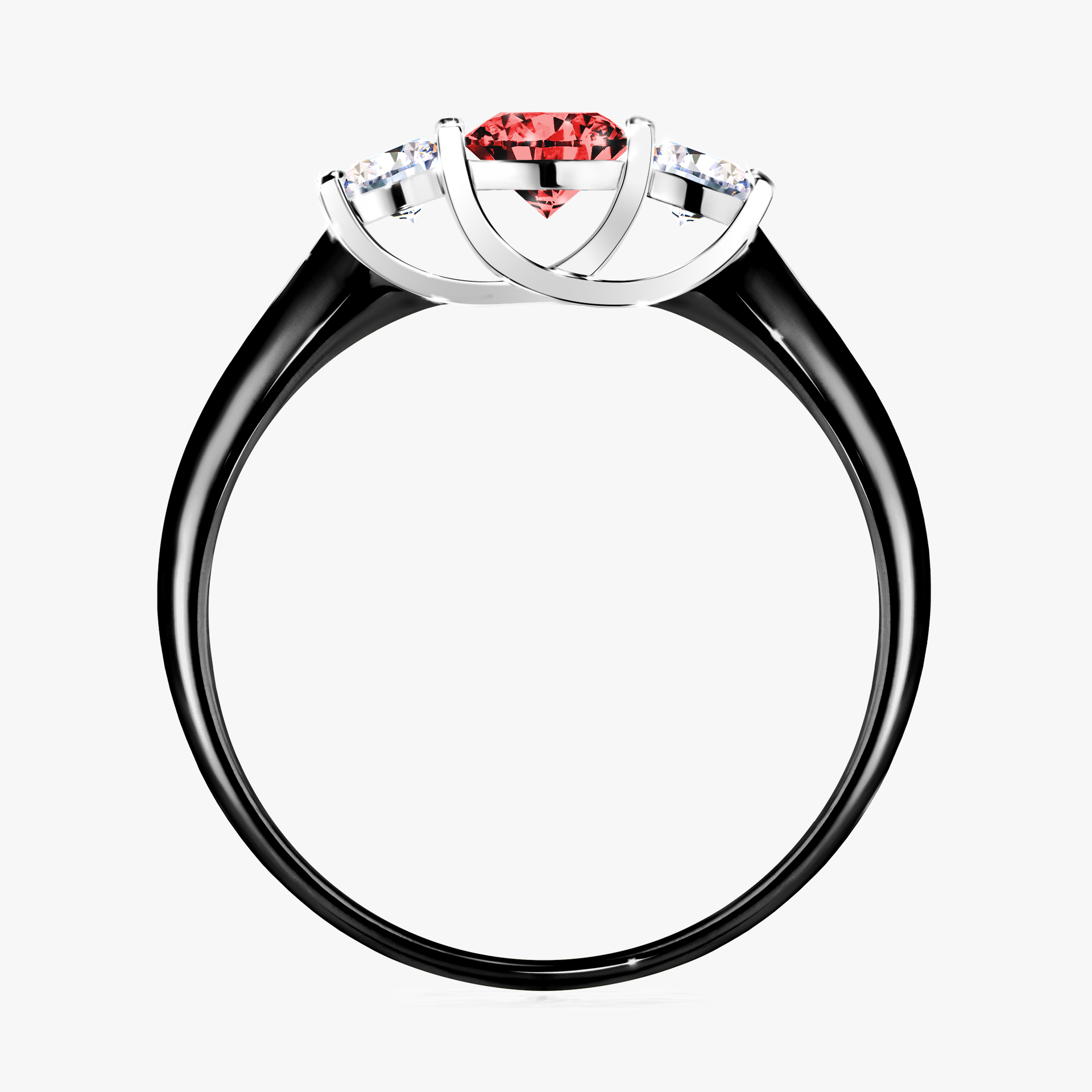 Pierścionek zaręczynowy My Honey z czarnego złota z czerwonym diamentem 0,45ct