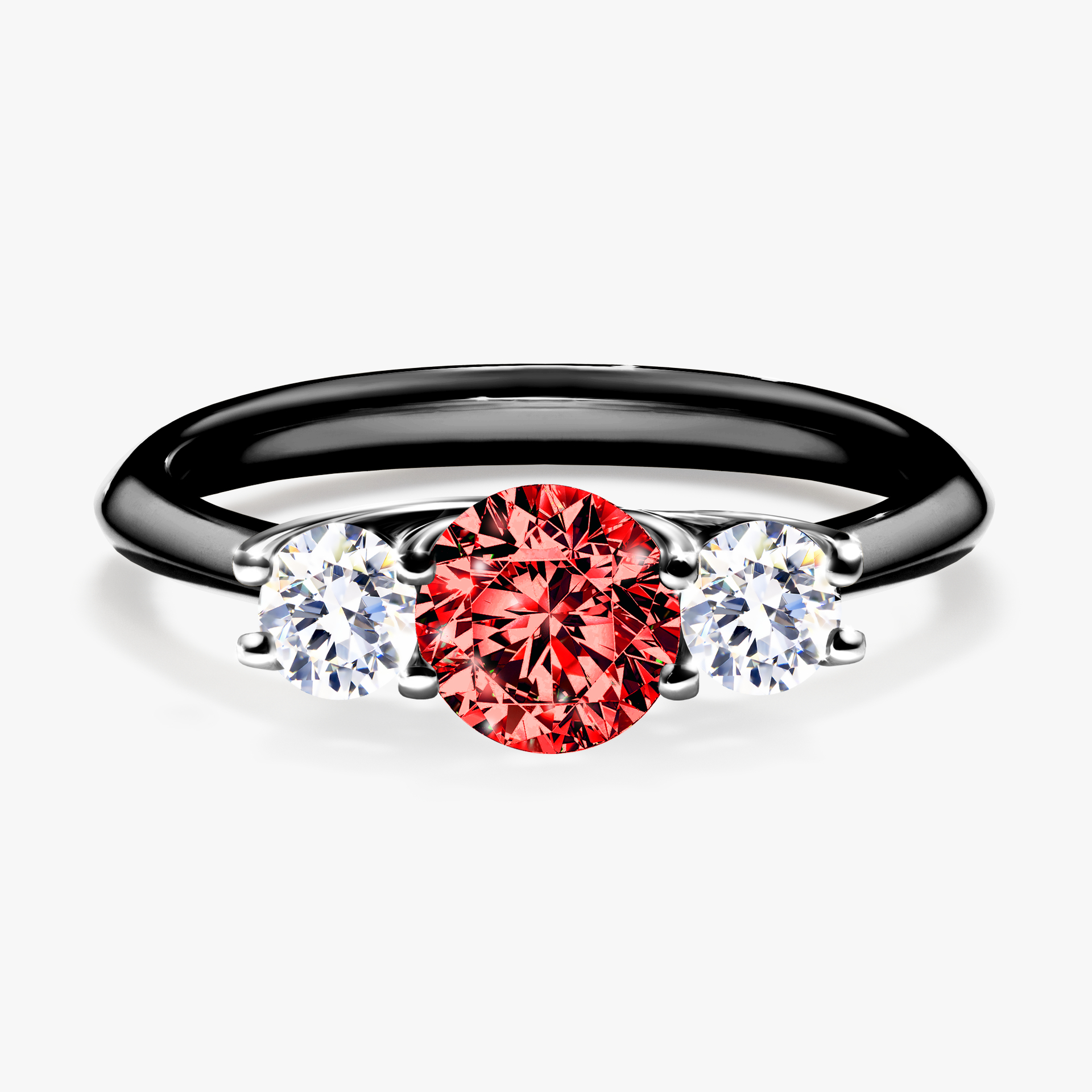 Pierścionek zaręczynowy My Honey z czarnego złota z czerwonym diamentem 0,84ct