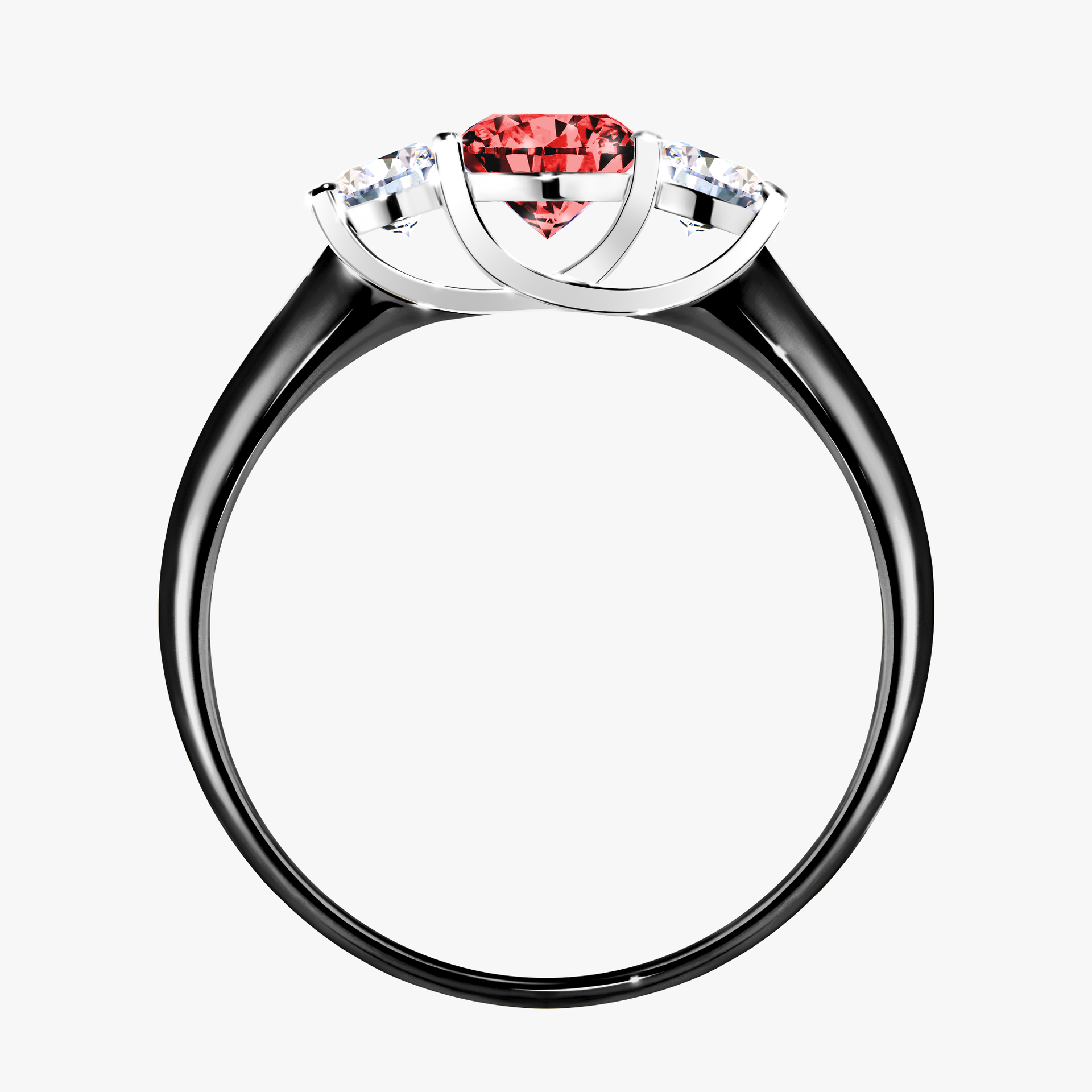 Pierścionek zaręczynowy My Honey z czarnego złota z czerwonym diamentem 0,84ct