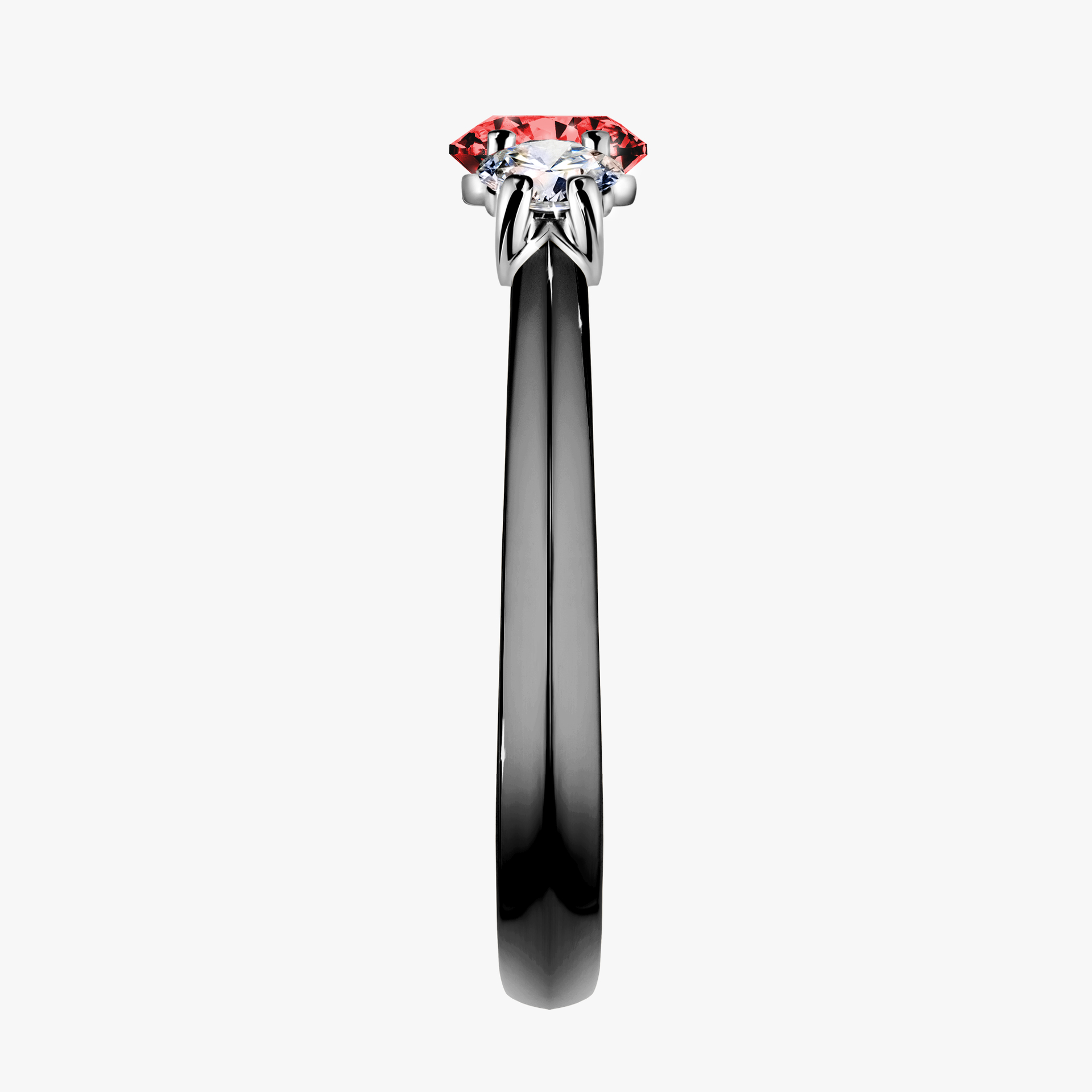 Pierścionek zaręczynowy My Honey z czarnego złota z czerwonym diamentem 0,84ct