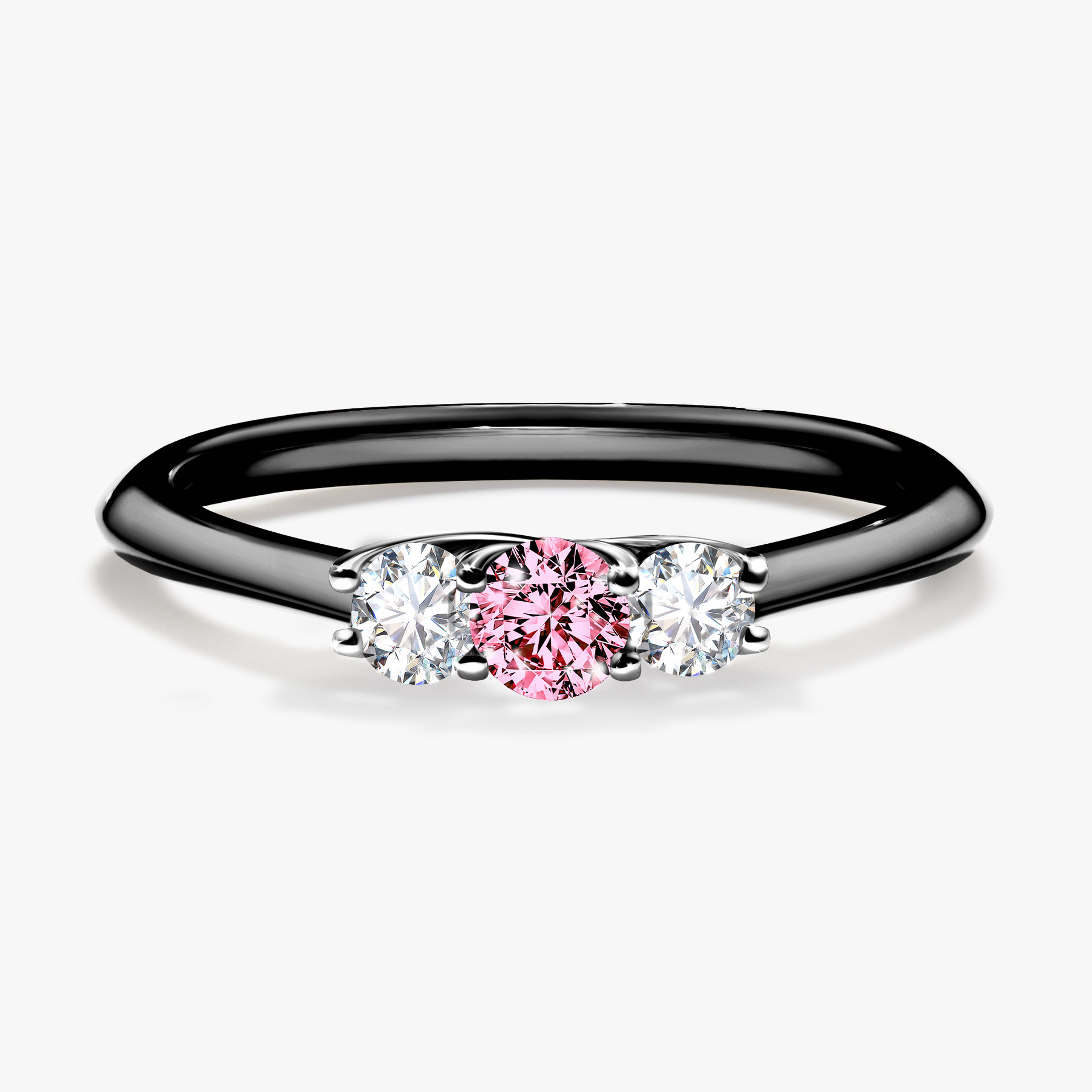 Pierścionek zaręczynowy My Honey z czarnego złota z różowym diamentem 0,16ct