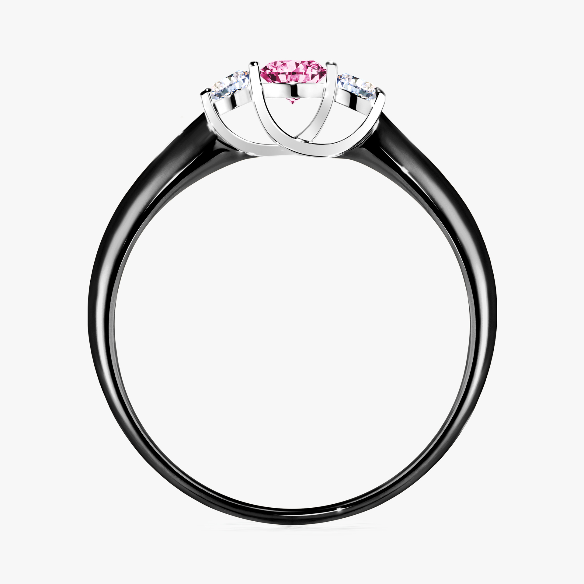 Pierścionek zaręczynowy My Honey z czarnego złota z różowym diamentem 0,16ct
