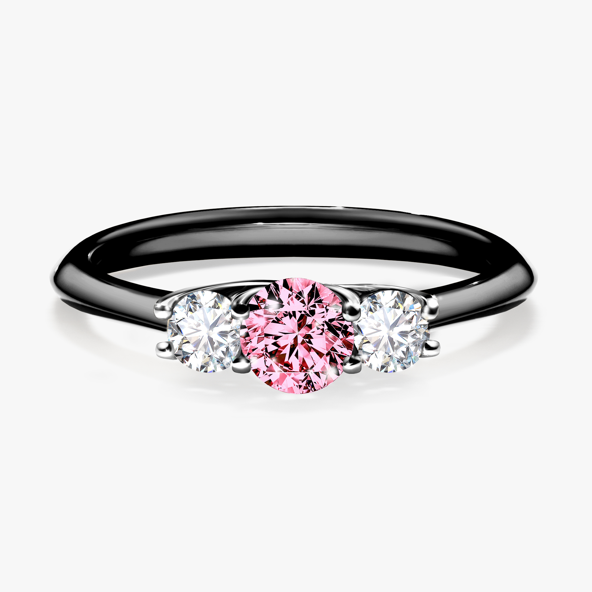 Pierścionek zaręczynowy My Honey z czarnego złota z różowym diamentem 0,45ct