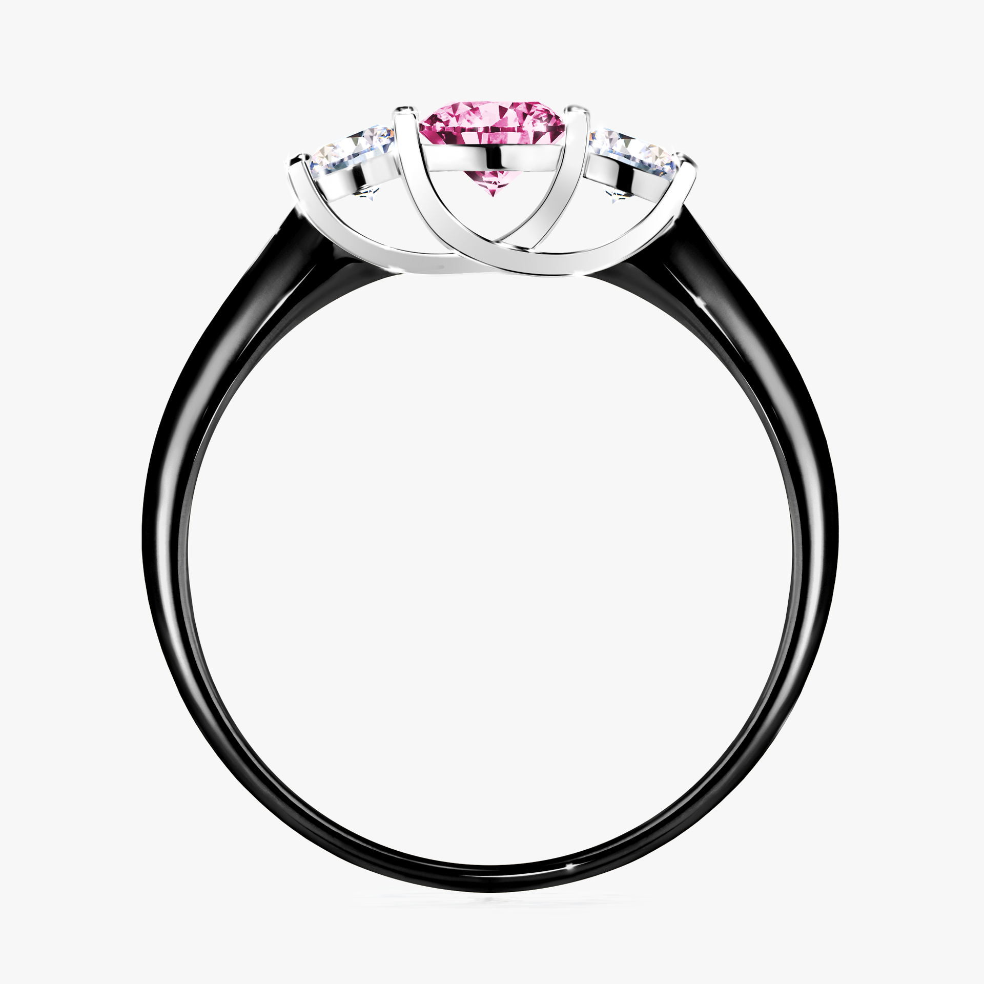 Pierścionek zaręczynowy My Honey z czarnego złota z różowym diamentem 0,45ct