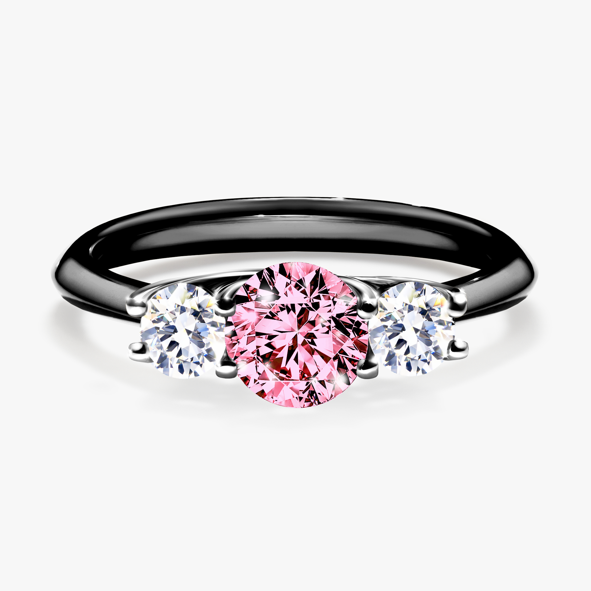 Pierścionek zaręczynowy My Honey z czarnego złota z różowym diamentem 0,84ct