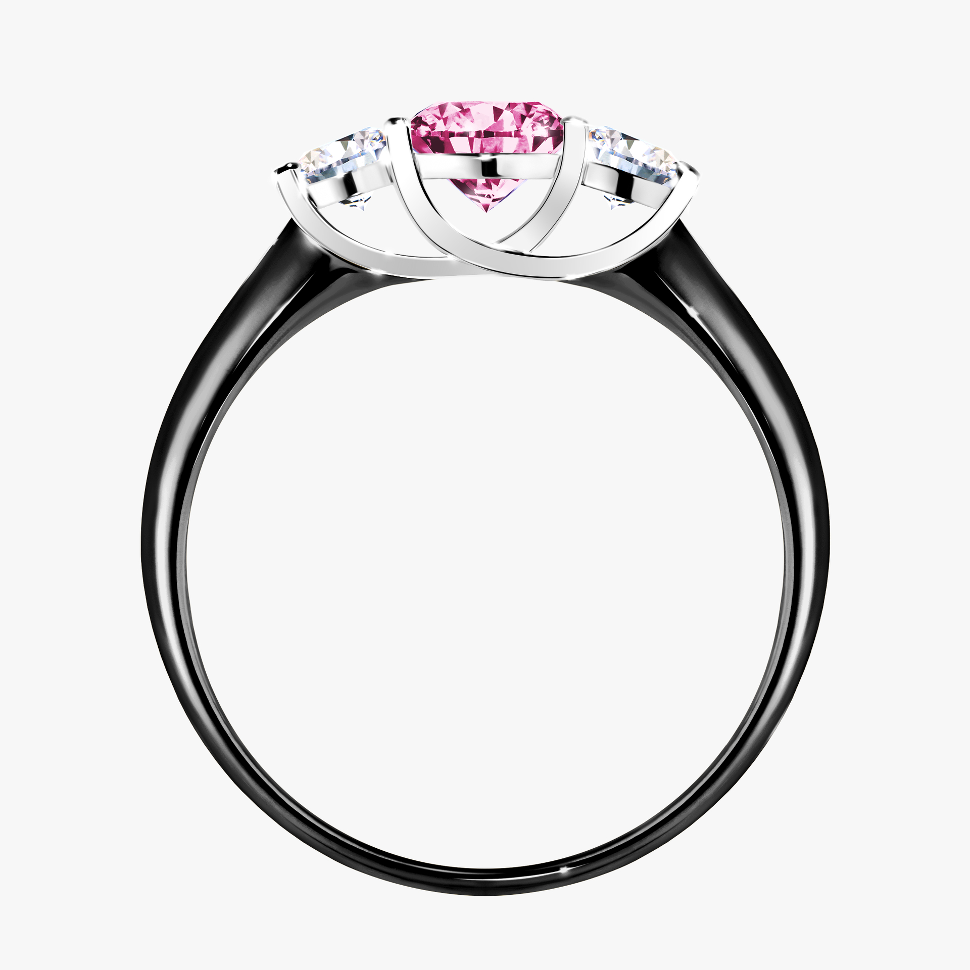 Pierścionek zaręczynowy My Honey z czarnego złota z różowym diamentem 0,84ct