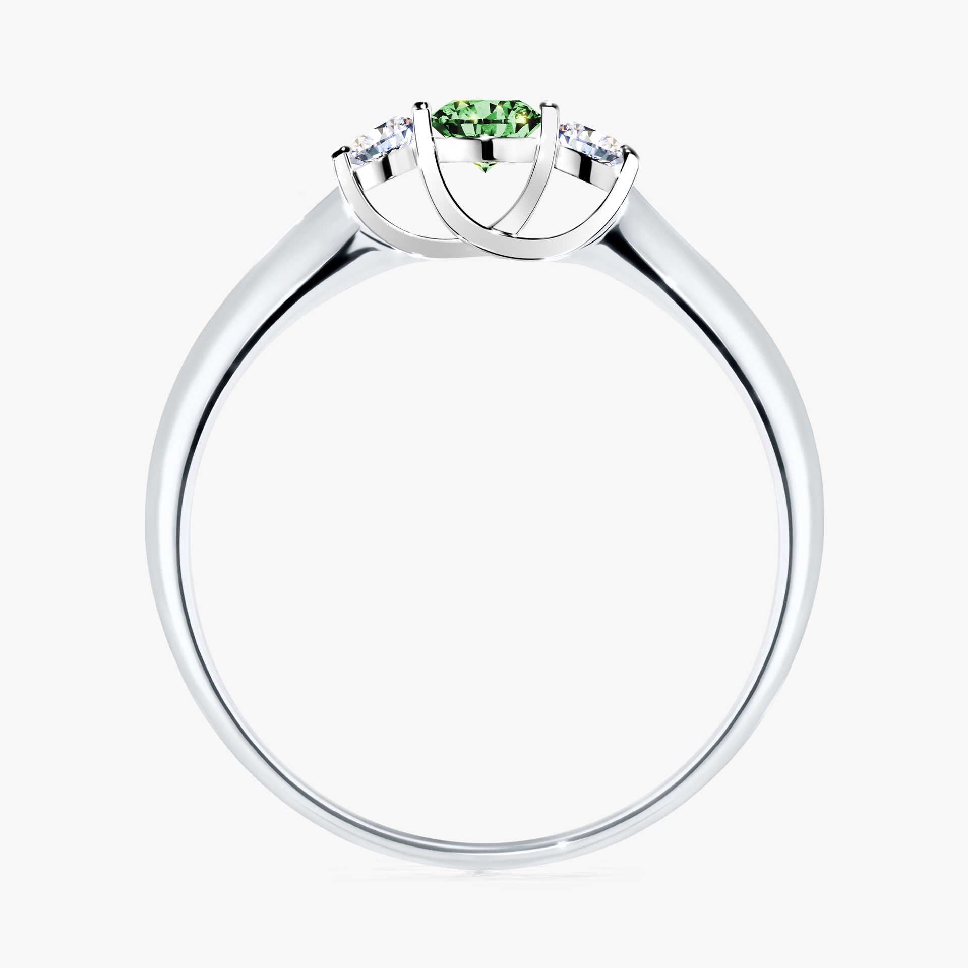 Pierścionek zaręczynowy My Honey z białego złota z ciemnym zielonym diamentem 0,16ct