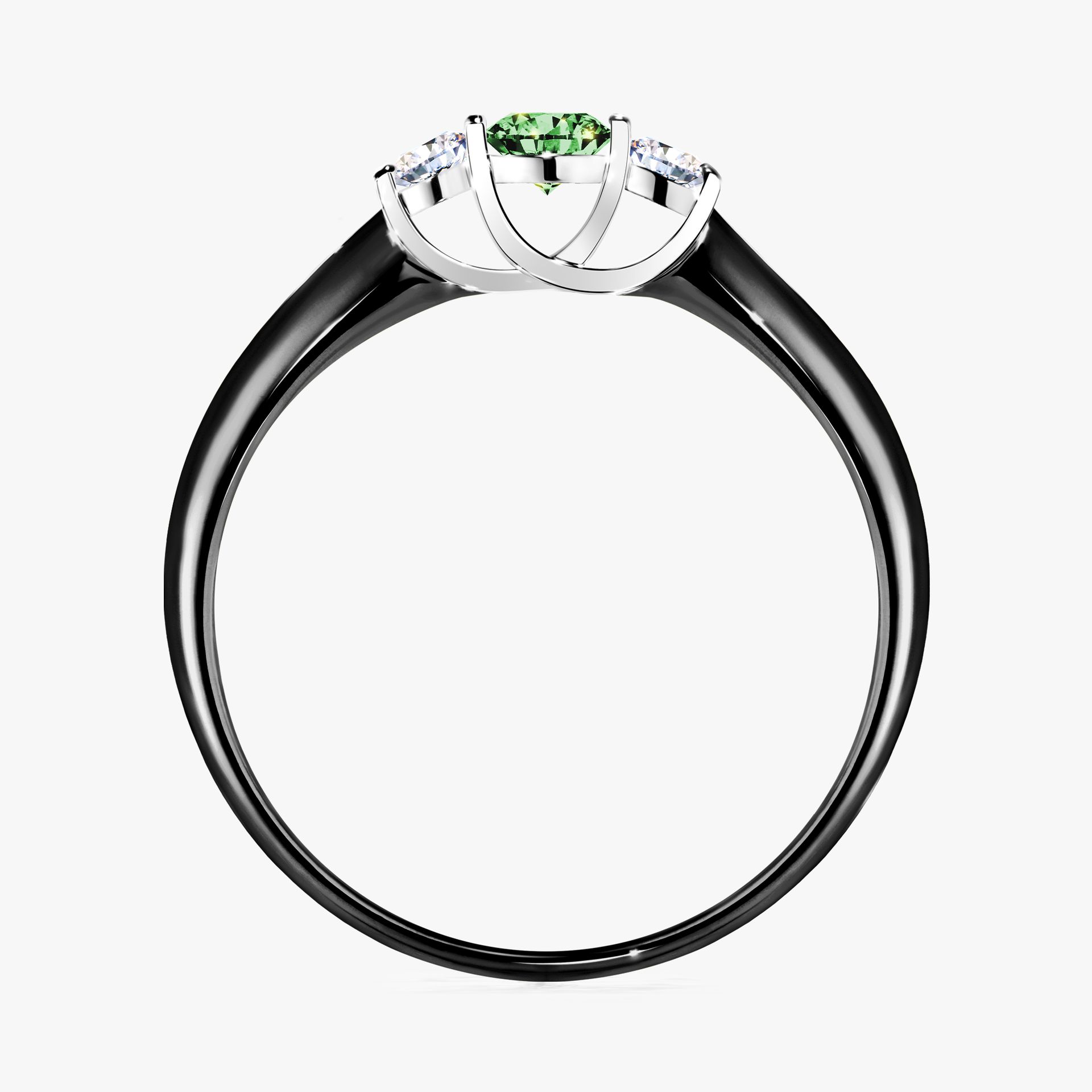 Pierścionek zaręczynowy My Honey z czarnego złota z ciemnym zielonym diamentem 0,16ct