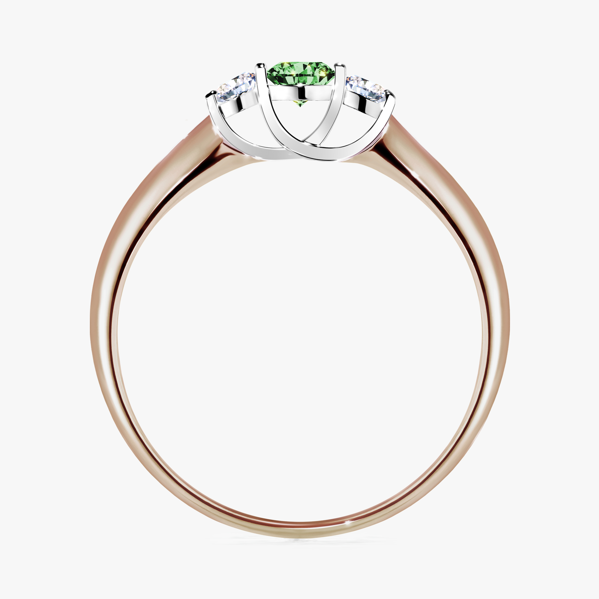 Pierścionek zaręczynowy My Honey z różowego złota z ciemnym zielonym diamentem 0,16ct