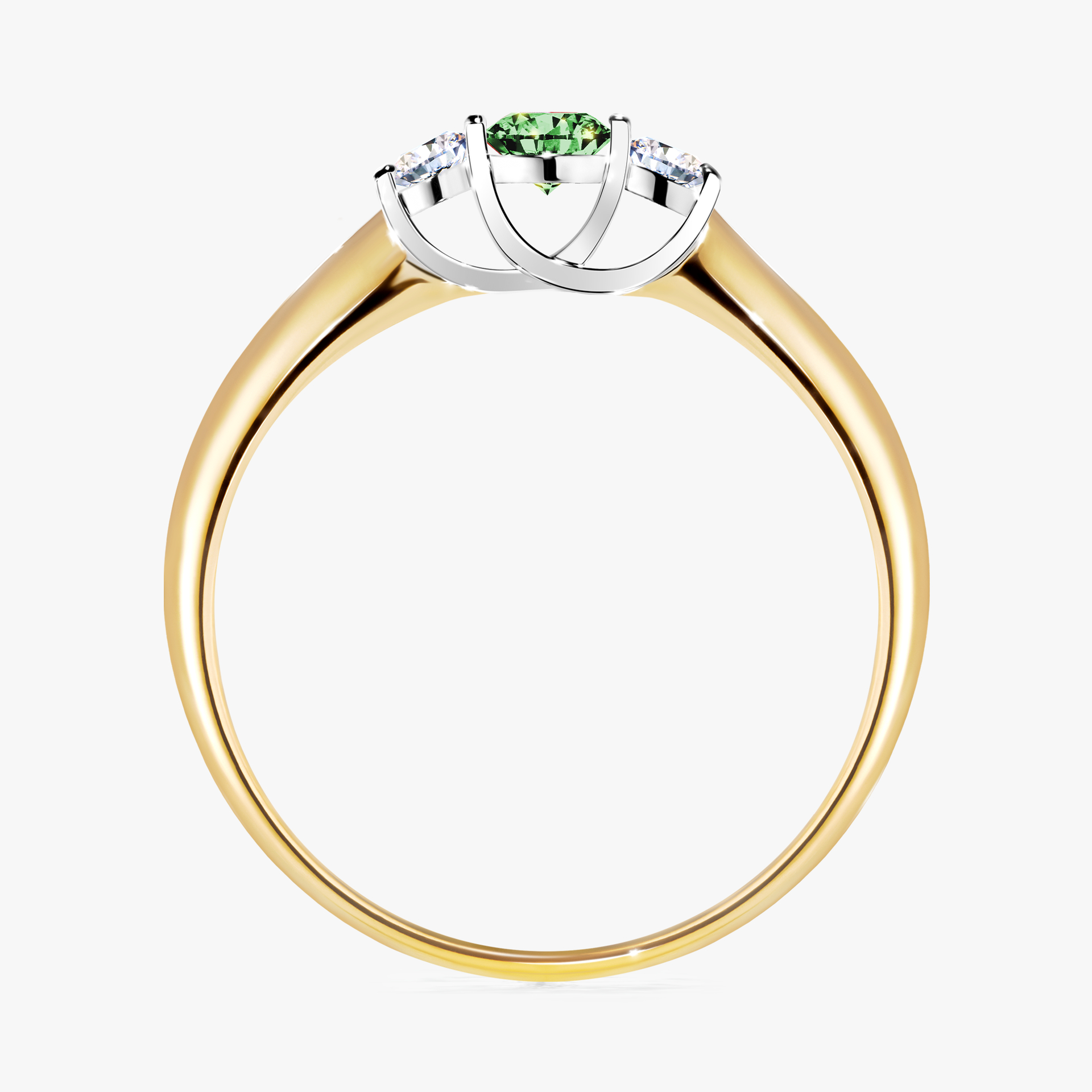Pierścionek zaręczynowy My Honey z żółtego złota z ciemnym zielonym diamentem 0,16ct