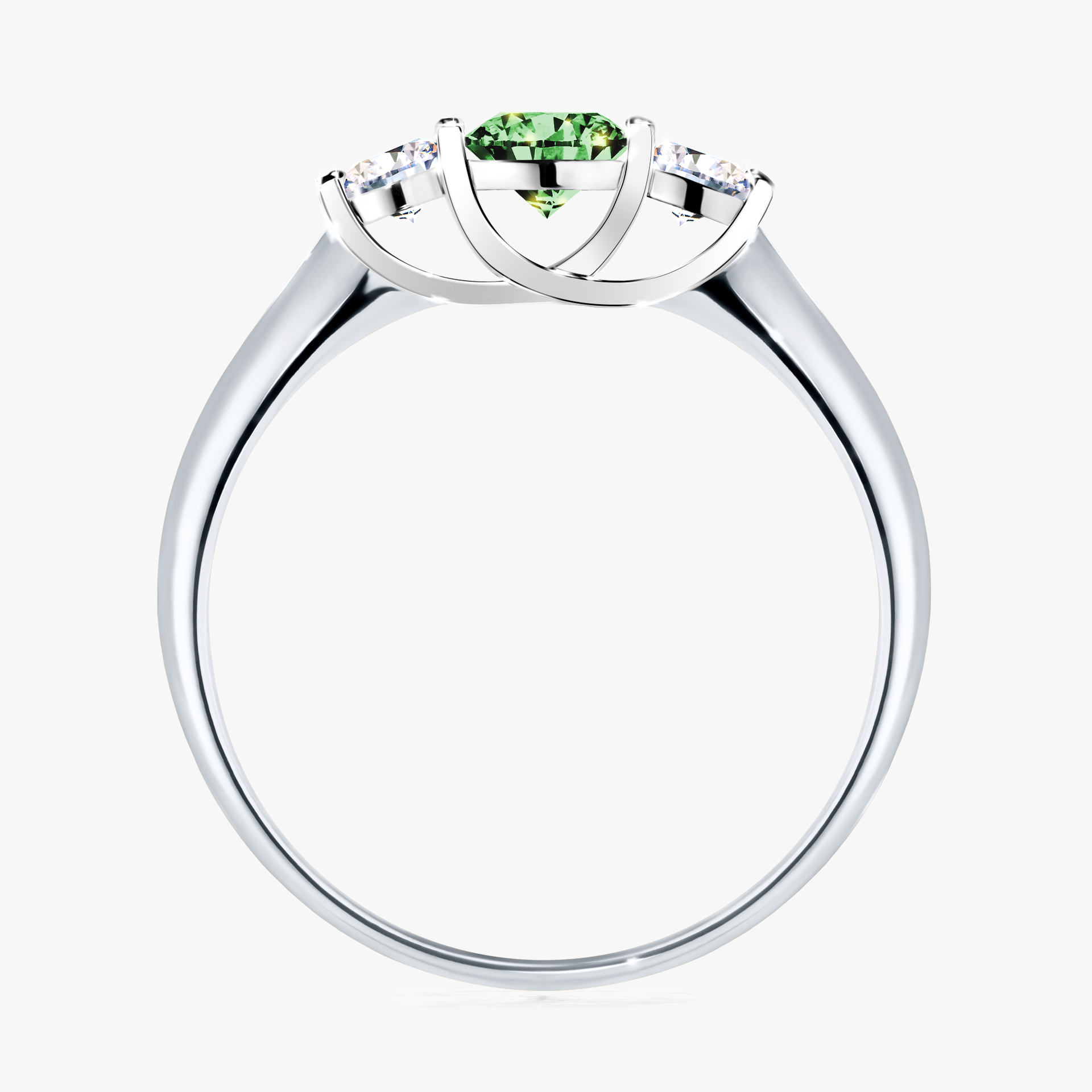 Pierścionek zaręczynowy My Honey z białego złota z ciemnym zielonym diamentem 0,45ct