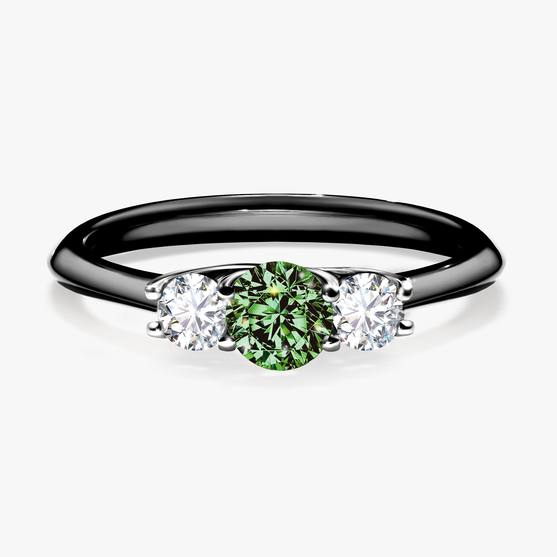 Pierścionek zaręczynowy My Honey z czarnego złota z ciemnym zielonym diamentem 0,45ct