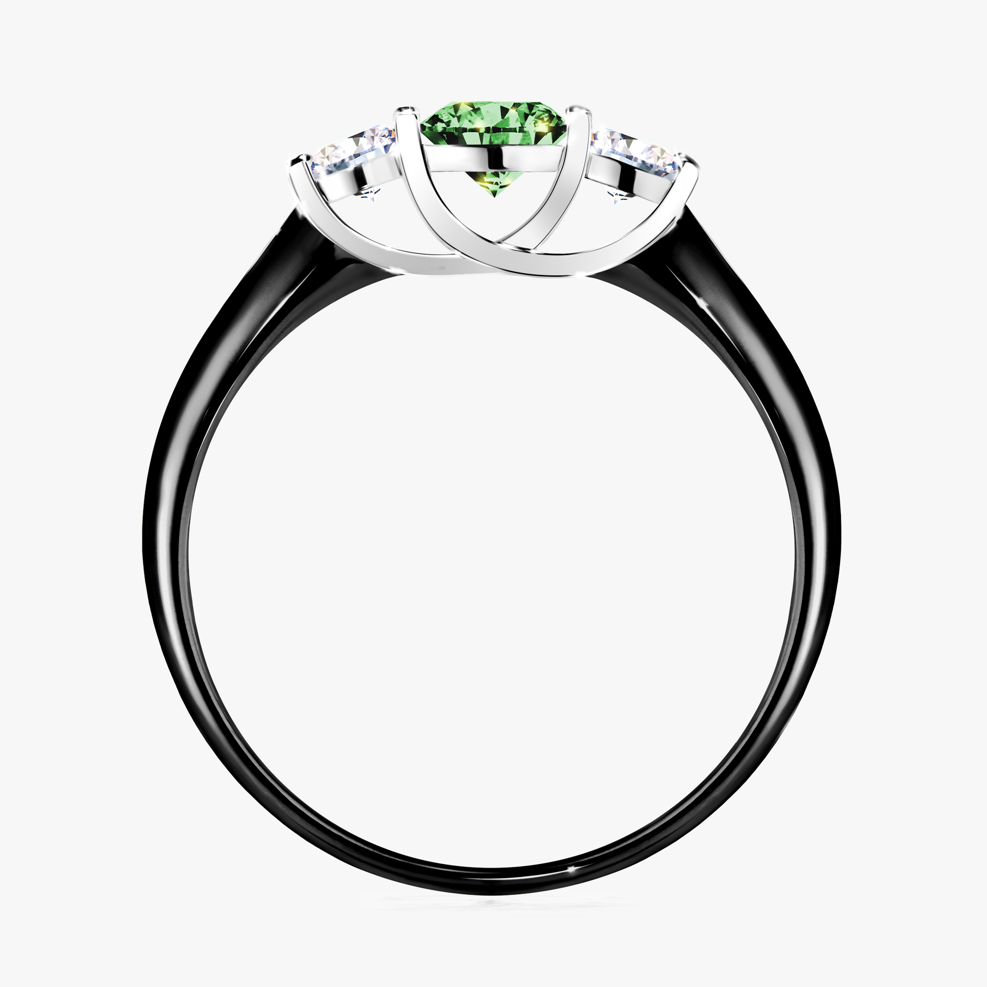 Pierścionek zaręczynowy My Honey z czarnego złota z ciemnym zielonym diamentem 0,45ct