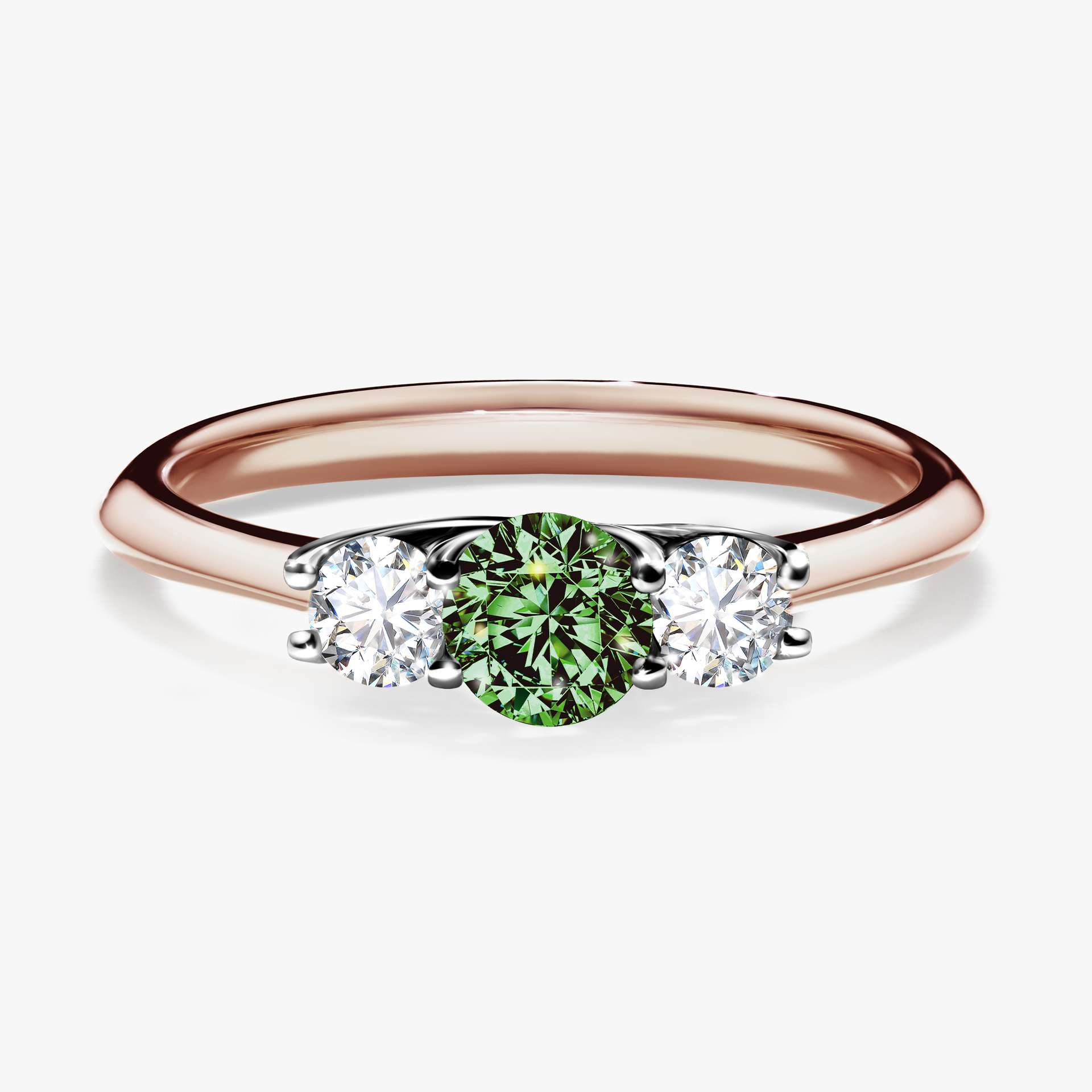 Pierścionek zaręczynowy My Honey z różowego złota z ciemnym zielonym diamentem 0,45ct
