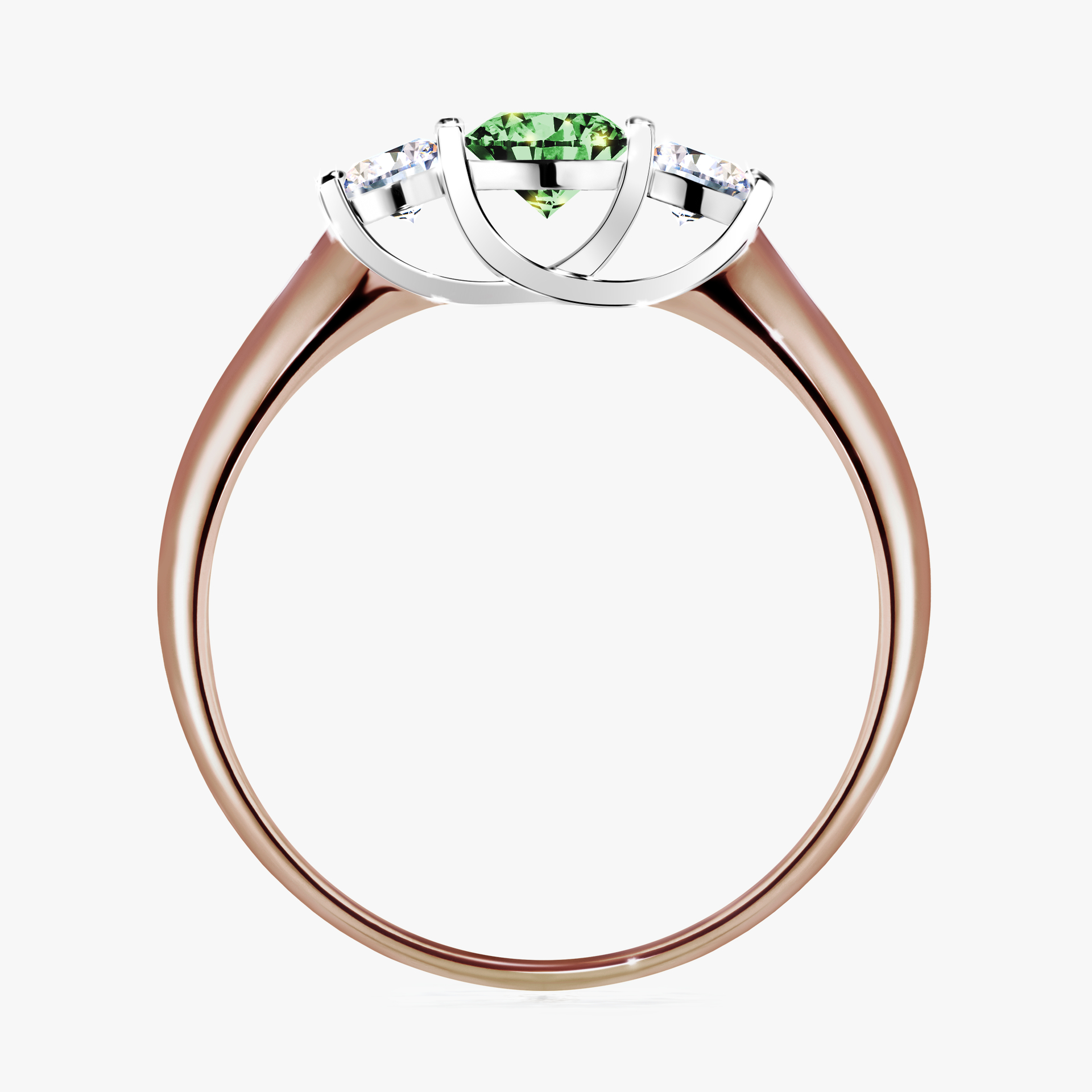 Pierścionek zaręczynowy My Honey z różowego złota z ciemnym zielonym diamentem 0,45ct