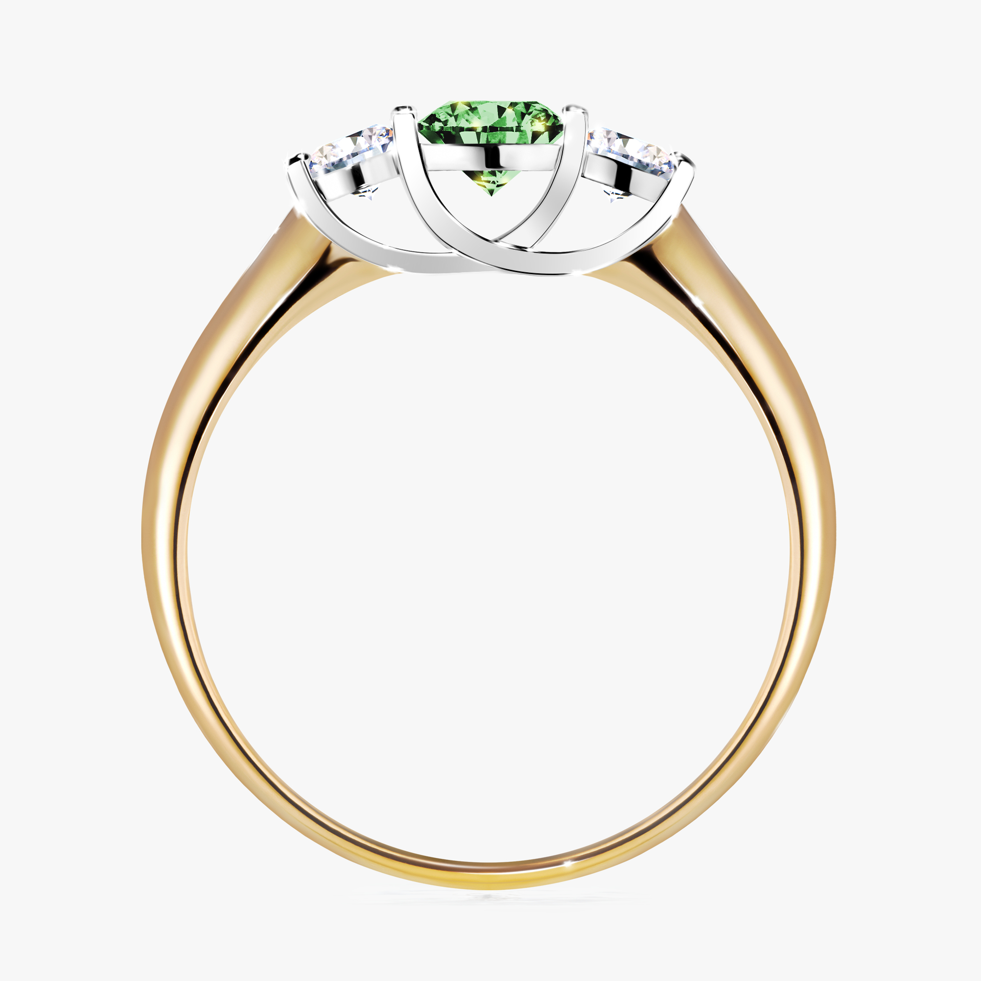 Pierścionek zaręczynowy My Honey z żółtego złota z ciemnym zielonym diamentem 0,45ct