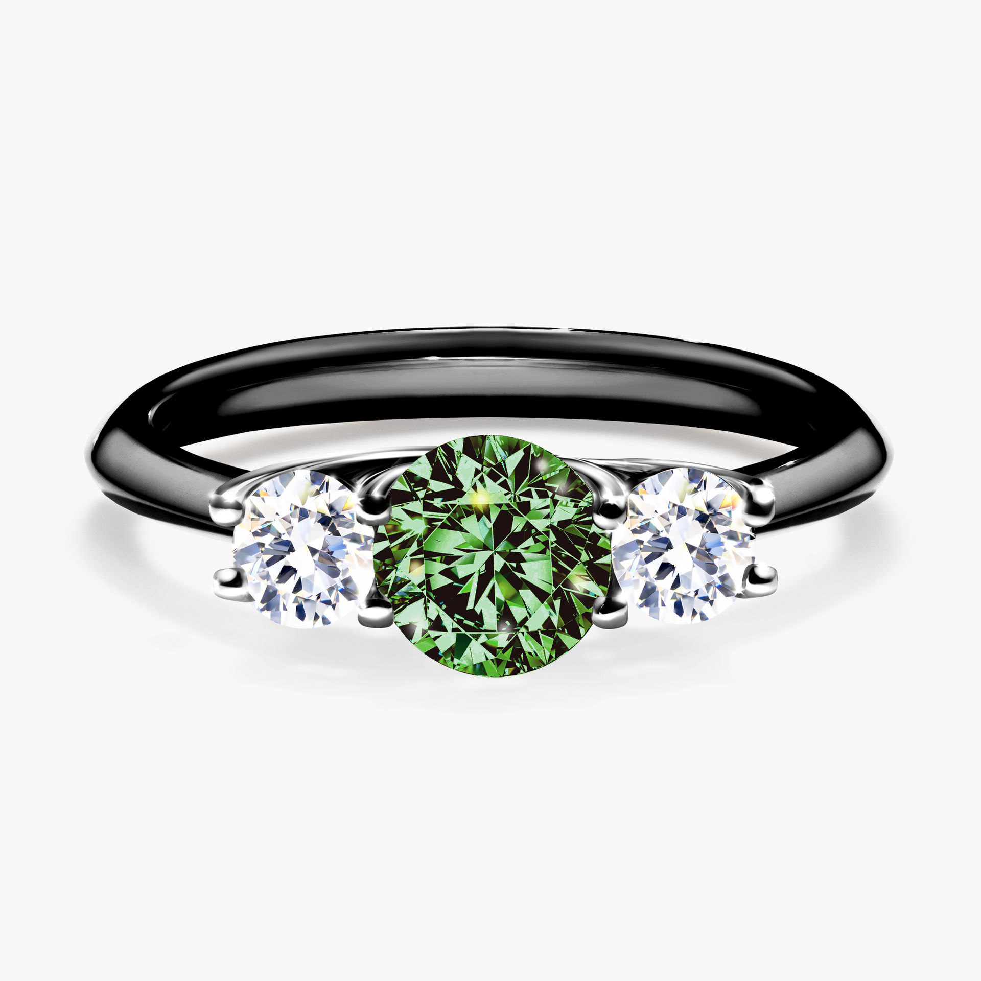 Pierścionek zaręczynowy My Honey z czarnego złota z ciemnym zielonym diamentem 0,84ct