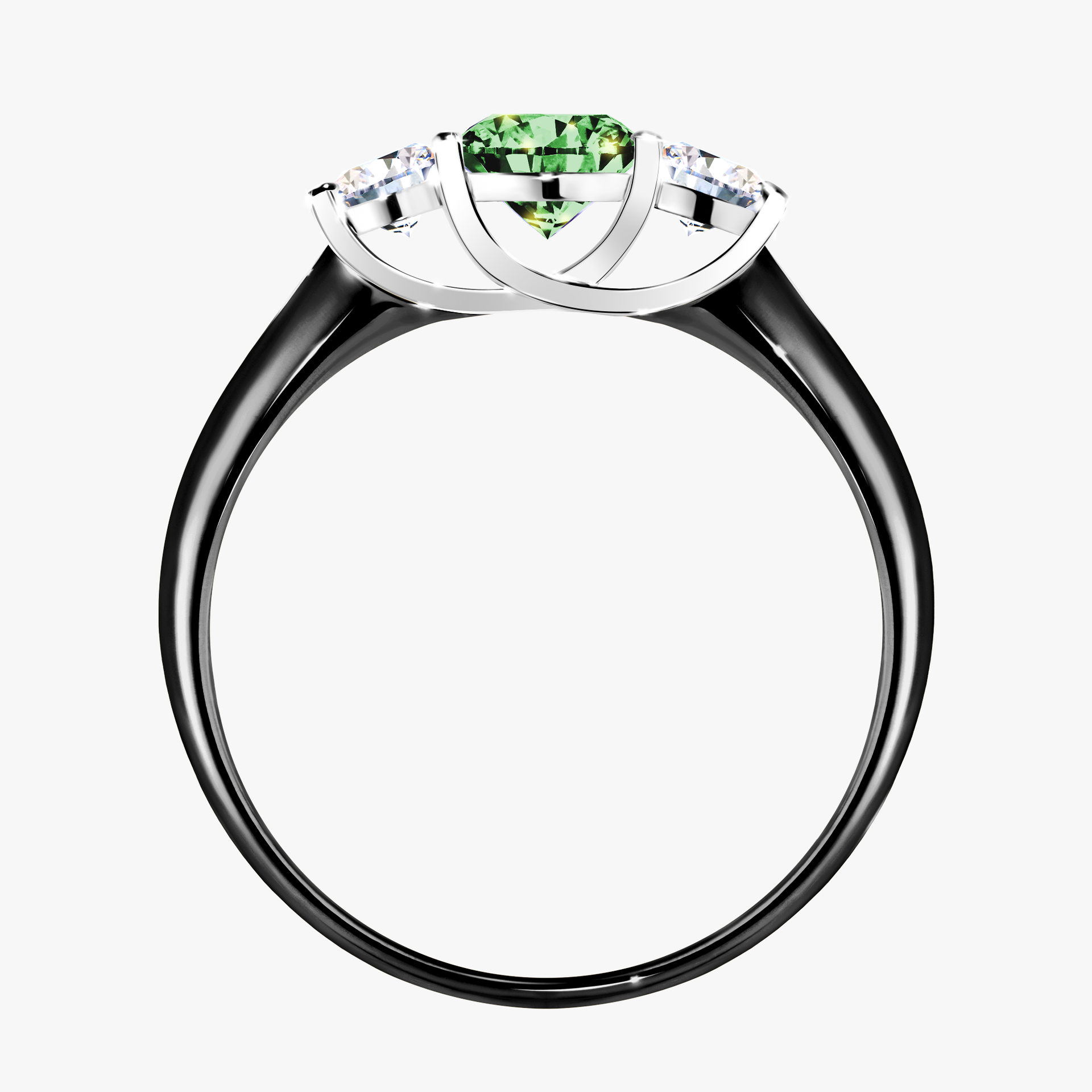 Pierścionek zaręczynowy My Honey z czarnego złota z ciemnym zielonym diamentem 0,84ct