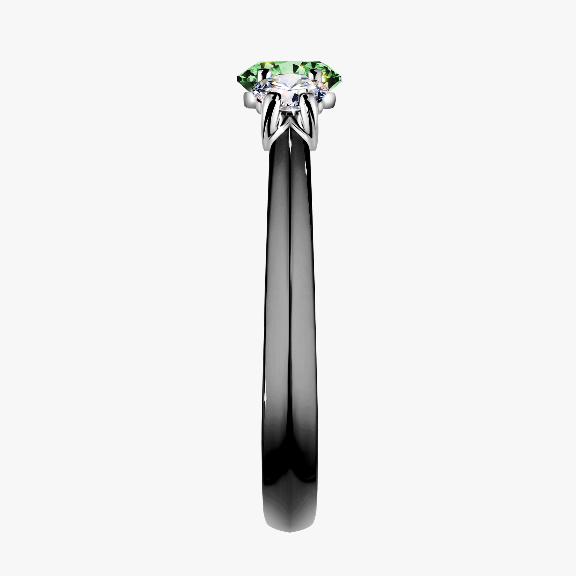 Pierścionek zaręczynowy My Honey z czarnego złota z ciemnym zielonym diamentem 0,84ct