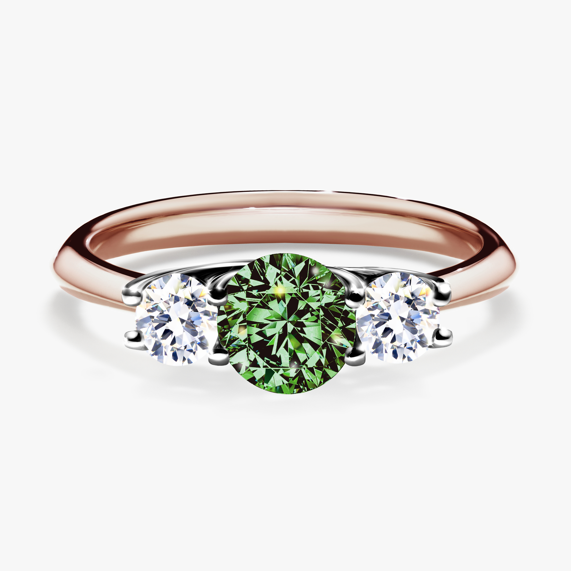 Pierścionek zaręczynowy My Honey z różowego złota z ciemnym zielonym diamentem 0,84ct