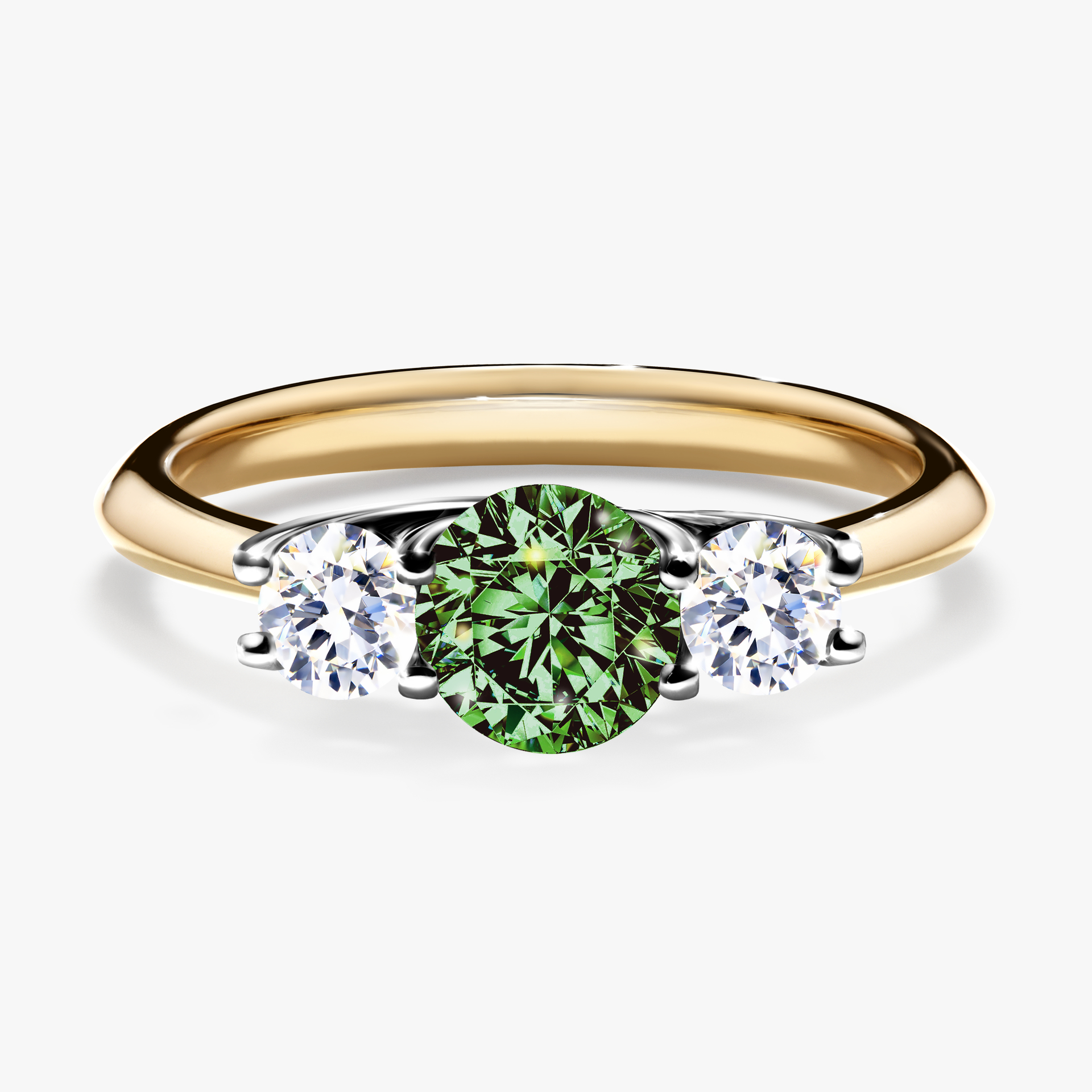 Pierścionek zaręczynowy My Honey z żółtego złota z ciemnym zielonym diamentem 0,84ct