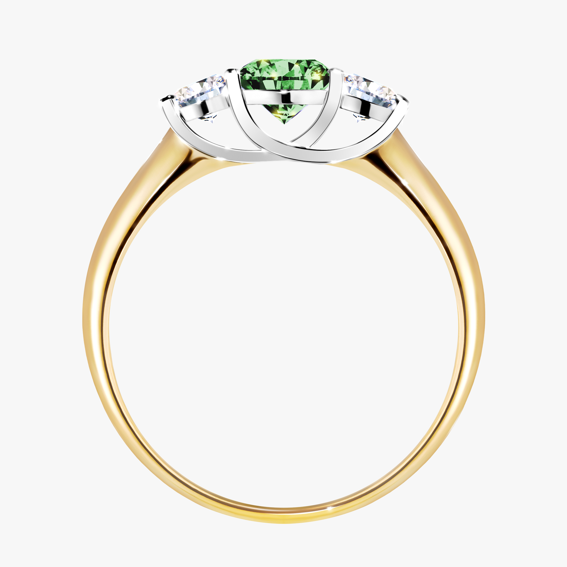 Pierścionek zaręczynowy My Honey z żółtego złota z ciemnym zielonym diamentem 0,84ct