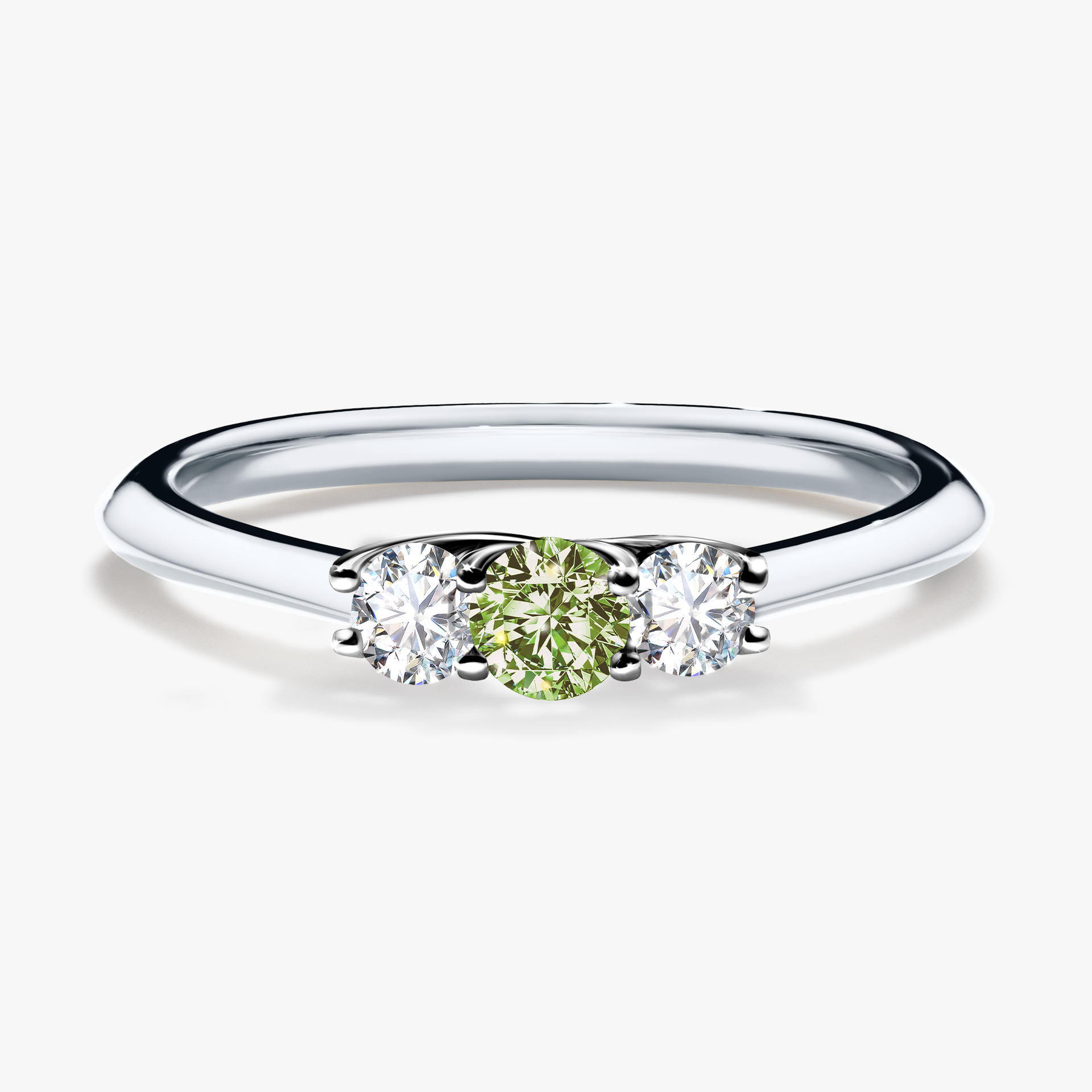 Pierścionek zaręczynowy My Honey z białego złota z jasnym zielonym diamentem 0,16ct