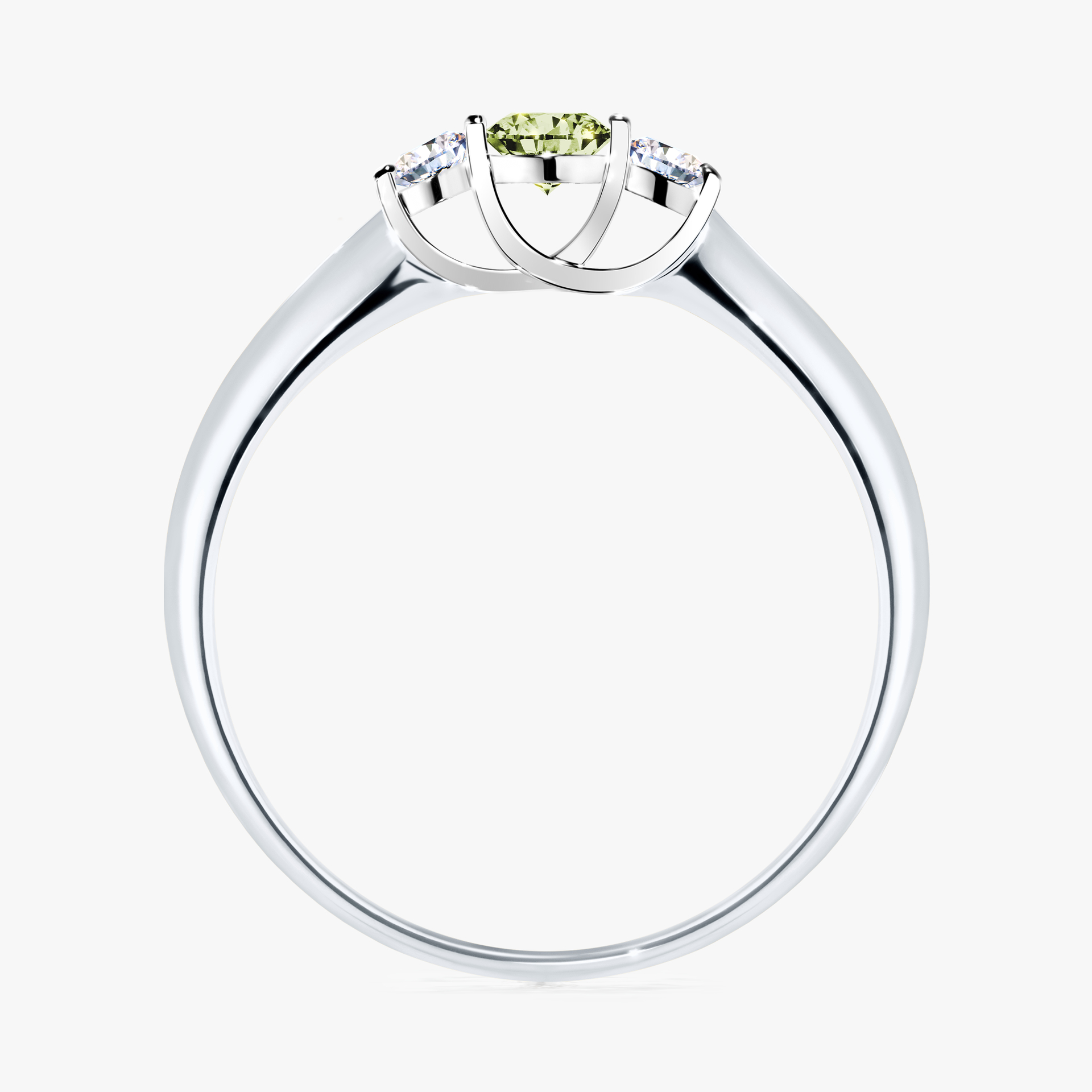 Pierścionek zaręczynowy My Honey z białego złota z jasnym zielonym diamentem 0,16ct