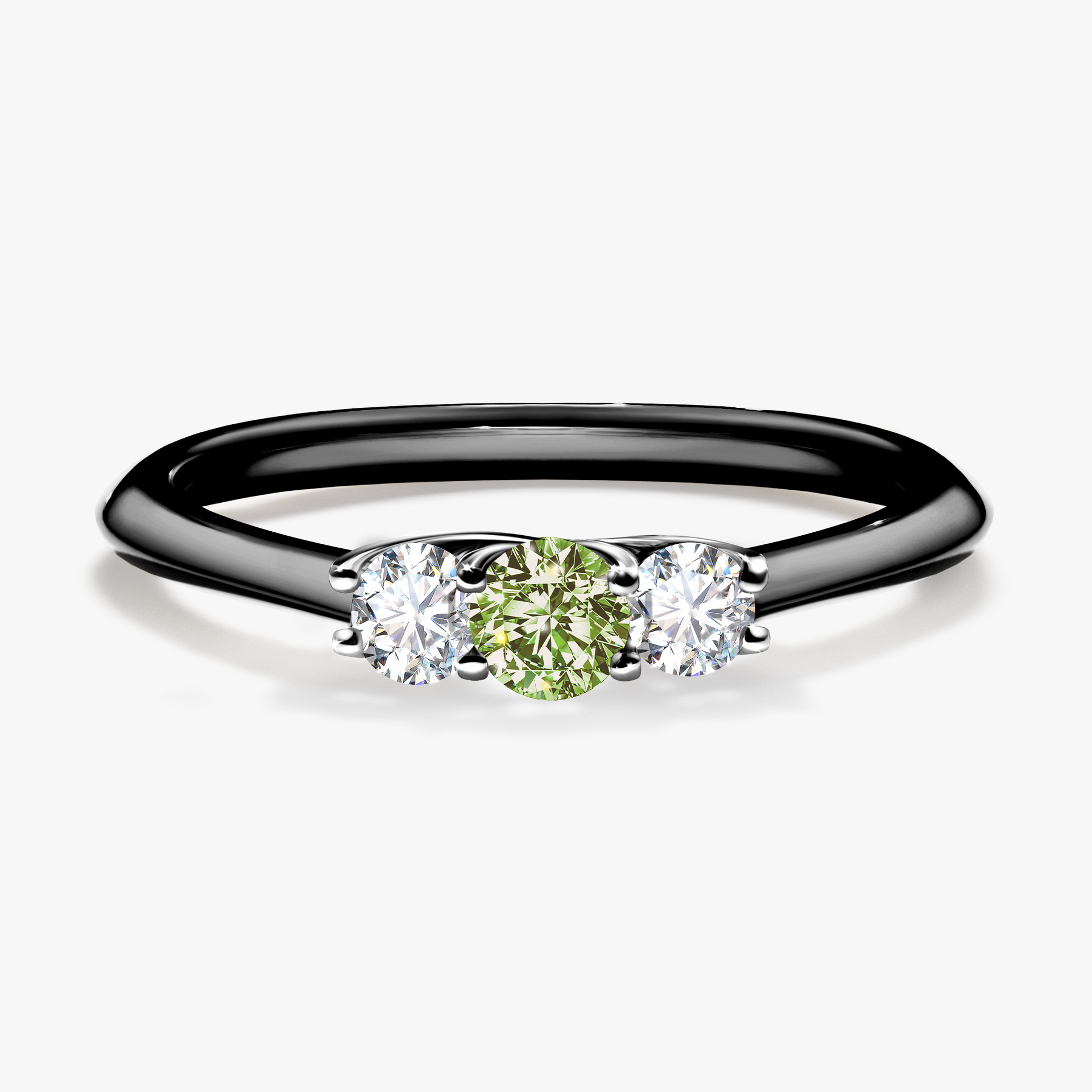 Pierścionek zaręczynowy My Honey z czarnego złota z jasnym zielonym diamentem 0,16ct