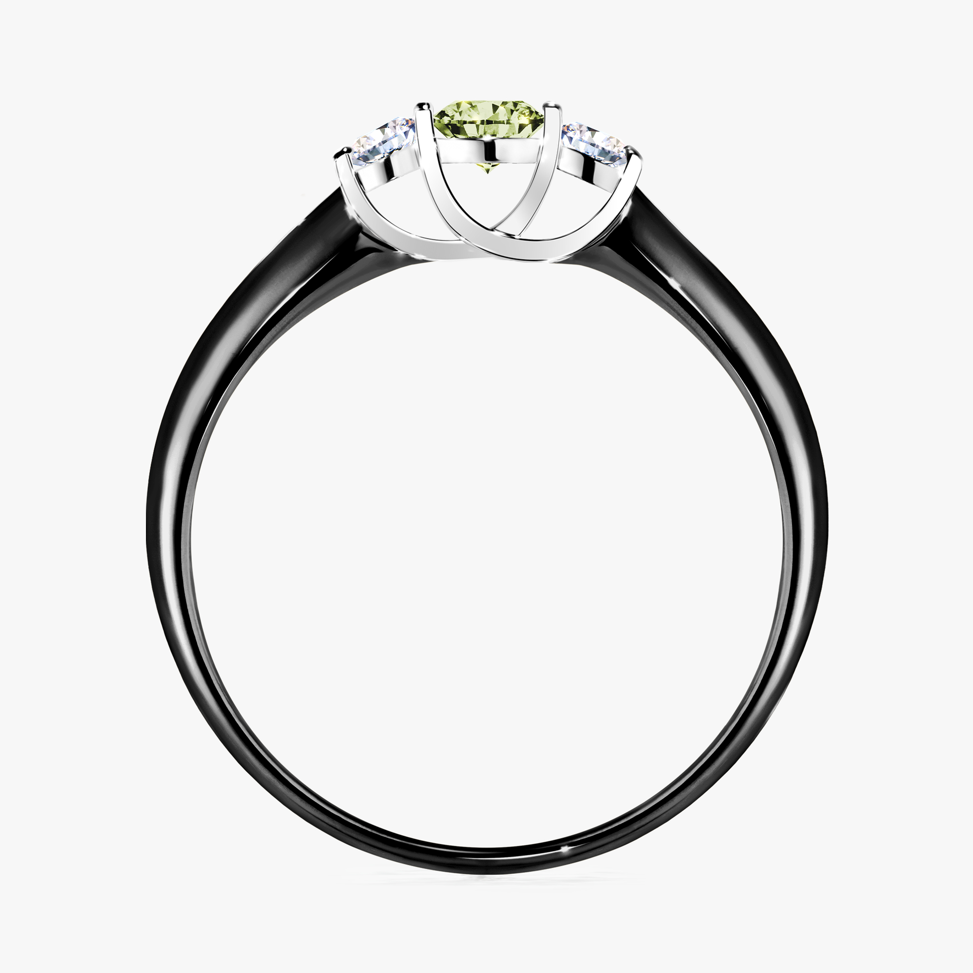 Pierścionek zaręczynowy My Honey z czarnego złota z jasnym zielonym diamentem 0,16ct