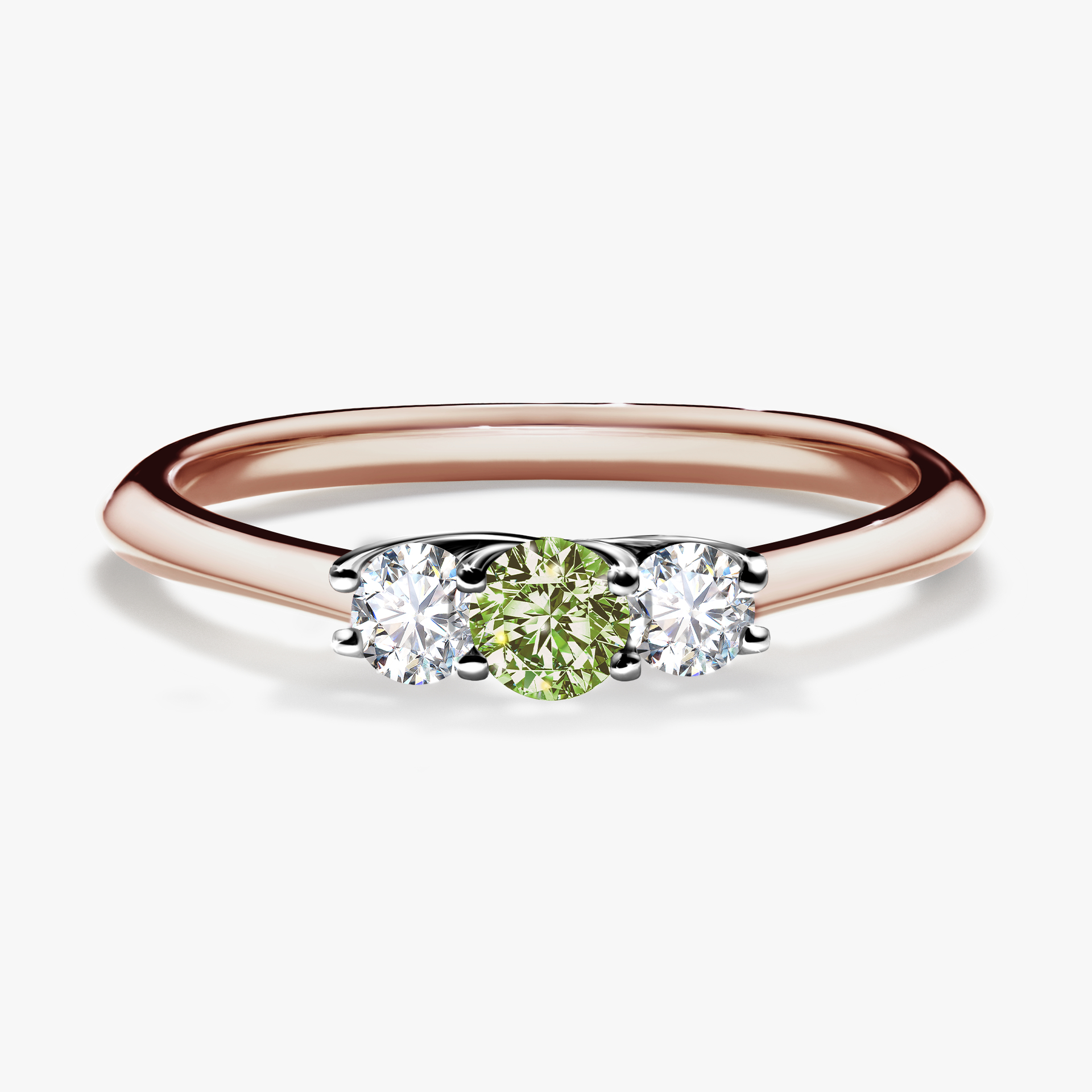 Pierścionek zaręczynowy My Honey z różowego złota z jasnym zielonym diamentem 0,16ct