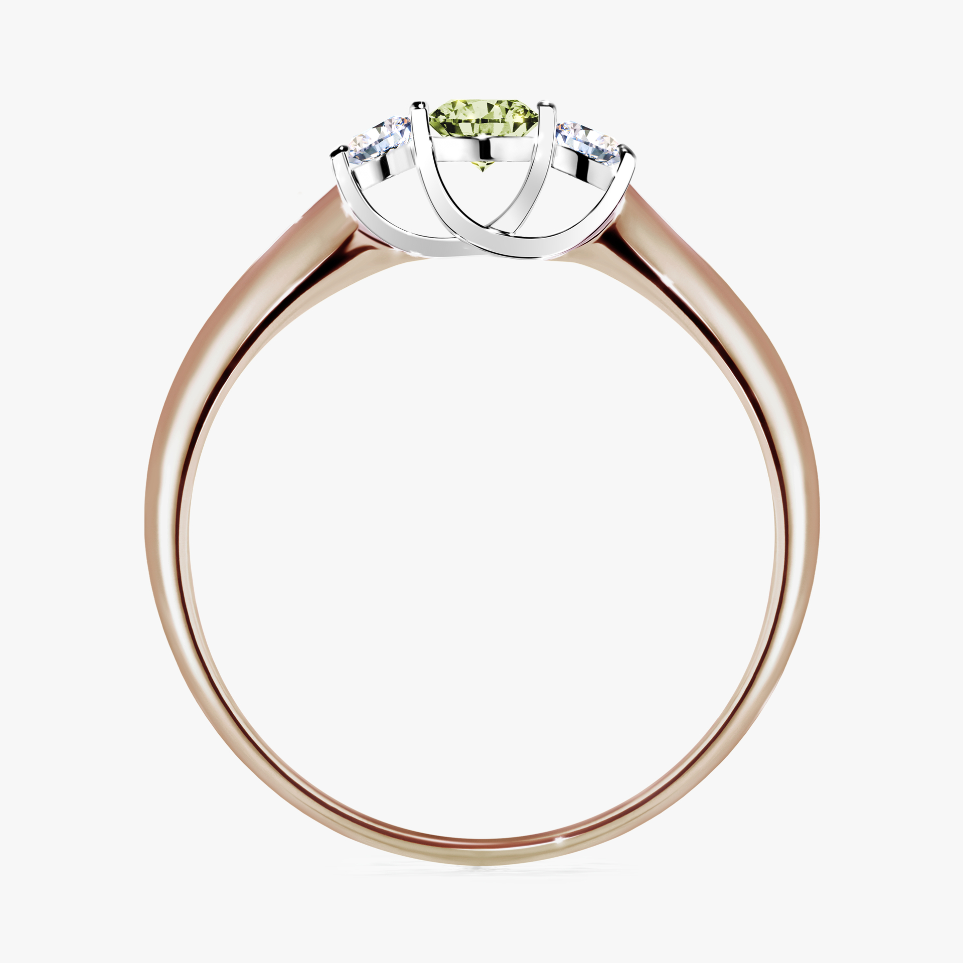 Pierścionek zaręczynowy My Honey z różowego złota z jasnym zielonym diamentem 0,16ct