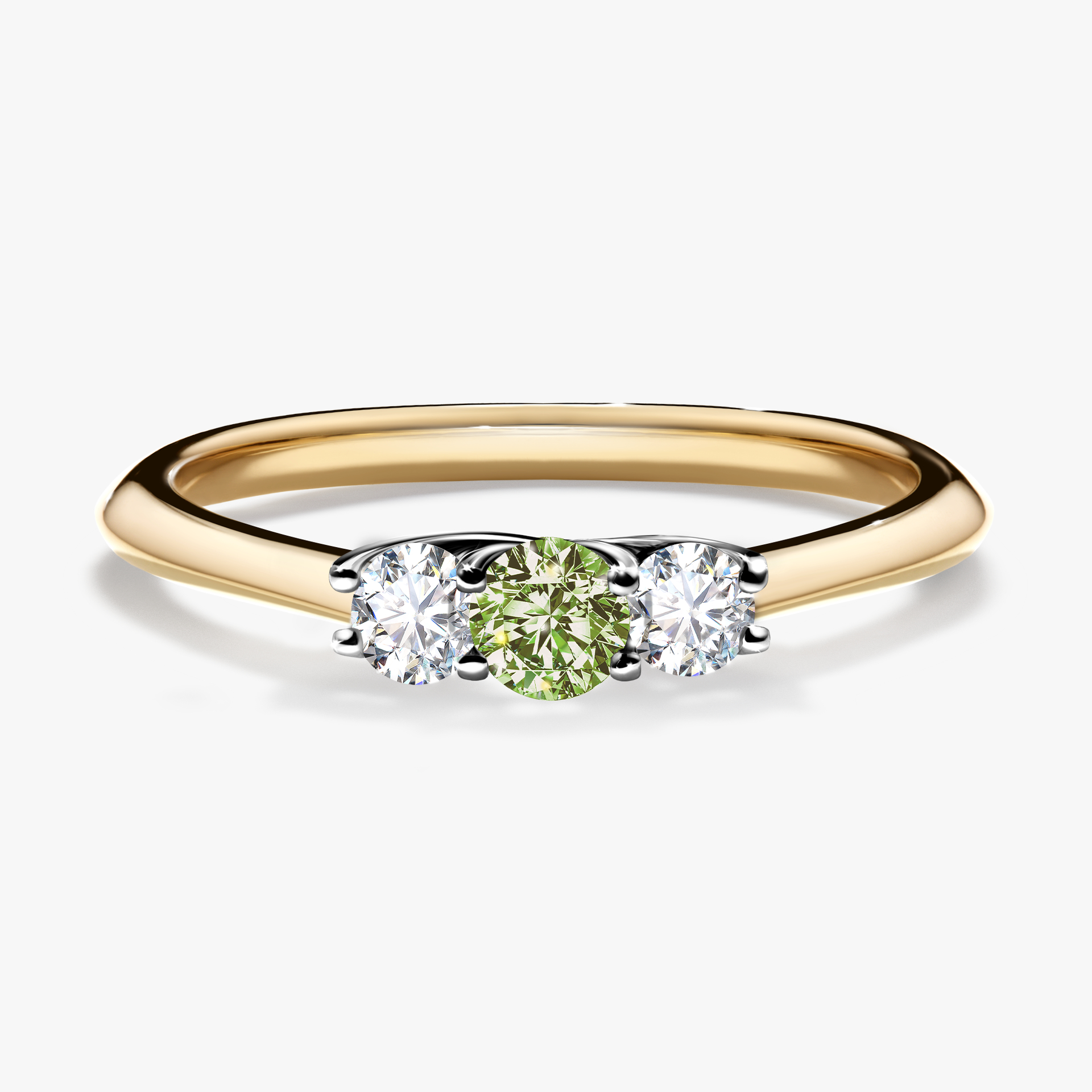Pierścionek zaręczynowy My Honey z żółtego złota z jasnym zielonym diamentem 0,16ct