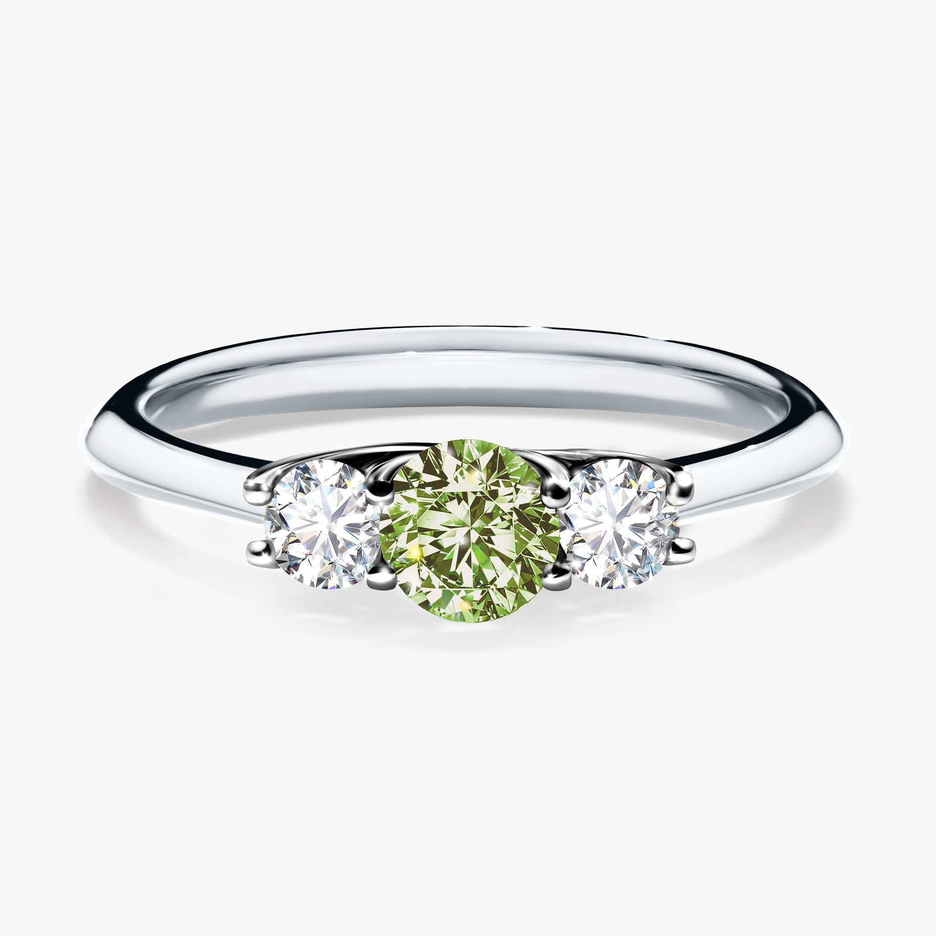 Pierścionek zaręczynowy My Honey z białego złota z jasnym zielonym diamentem 0,45ct