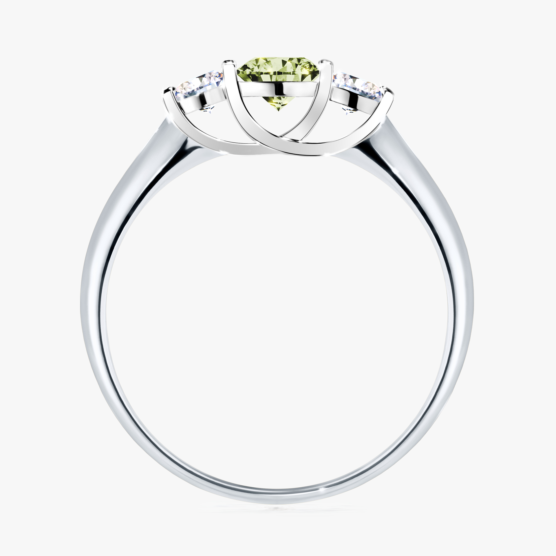 Pierścionek zaręczynowy My Honey z białego złota z jasnym zielonym diamentem 0,45ct