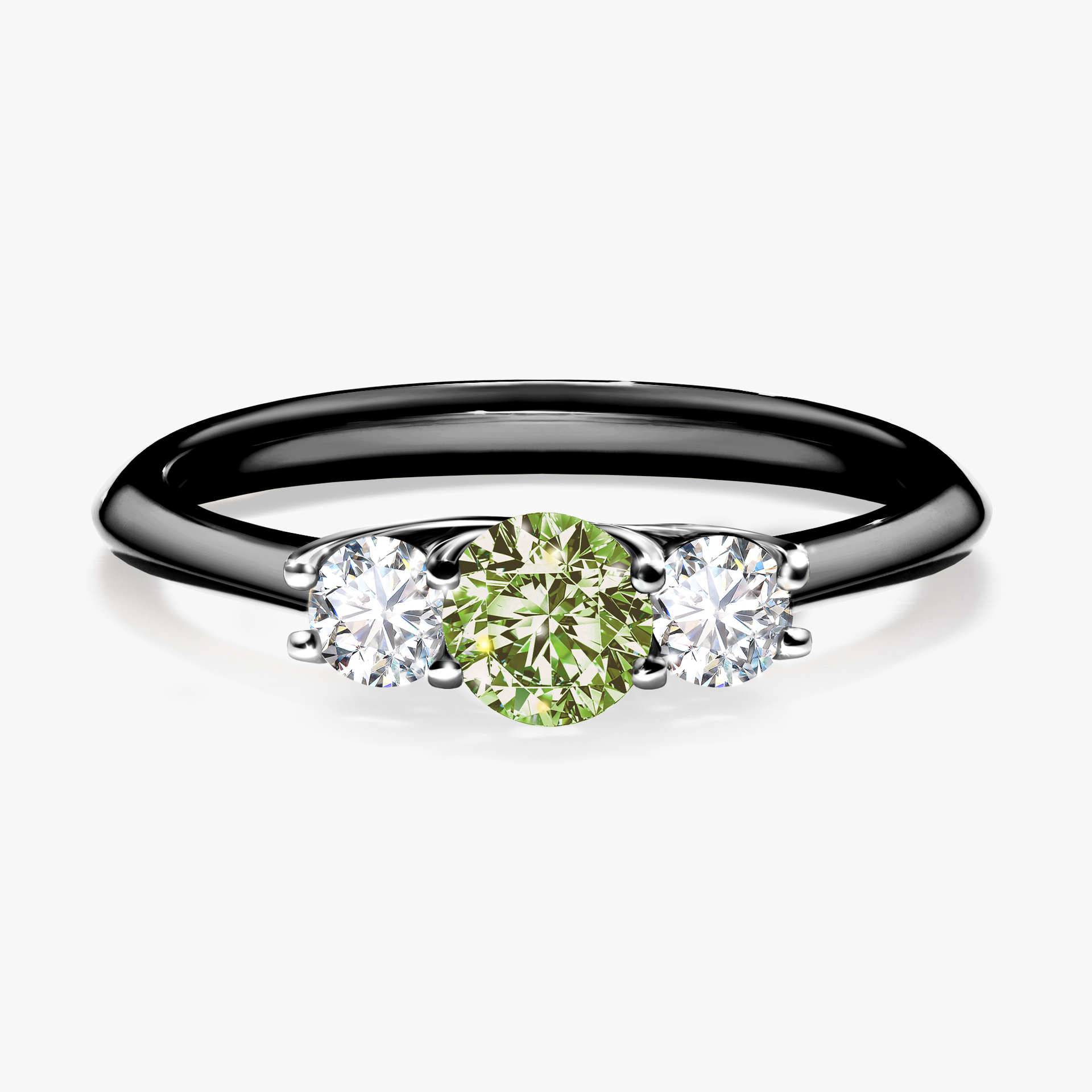 Pierścionek zaręczynowy My Honey z czarnego złota z jasnym zielonym diamentem 0,45ct