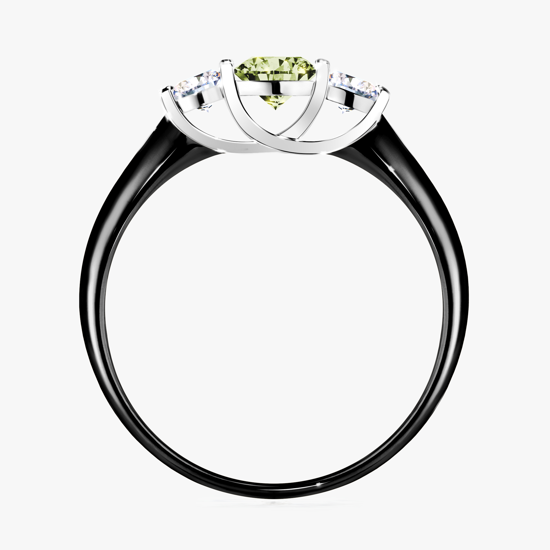 Pierścionek zaręczynowy My Honey z czarnego złota z jasnym zielonym diamentem 0,45ct