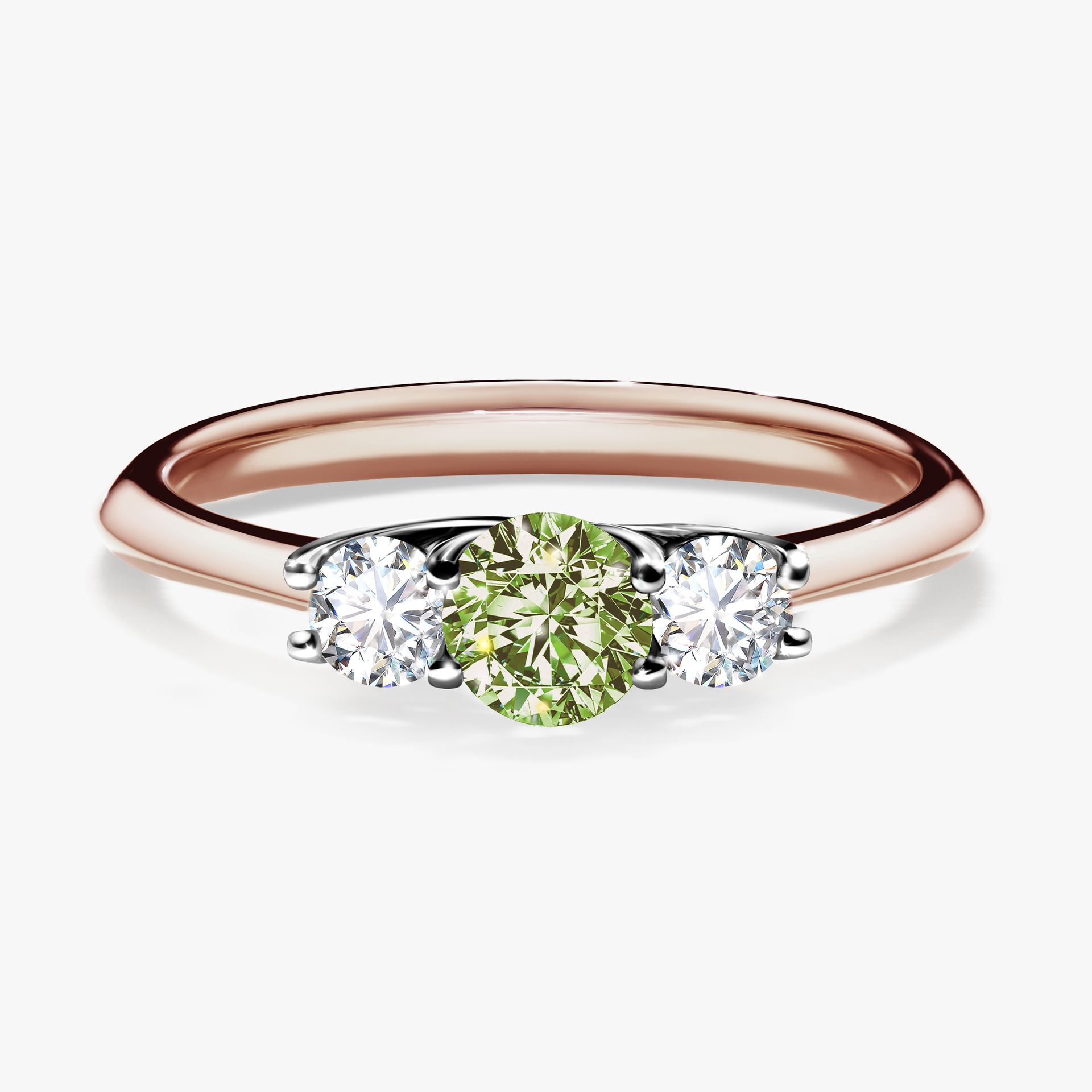 Pierścionek zaręczynowy My Honey z różowego złota z jasnym zielonym diamentem 0,45ct