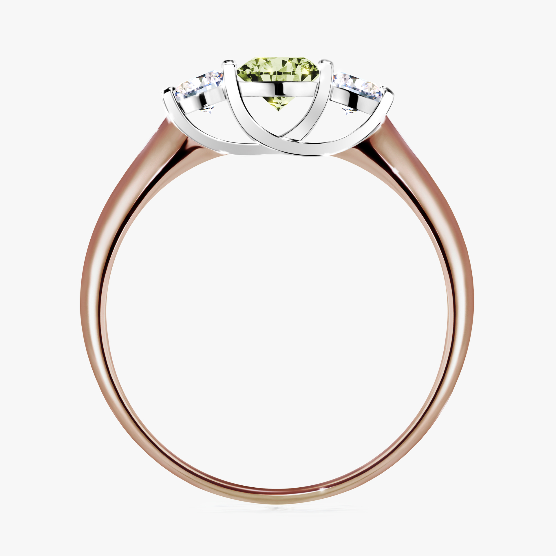 Pierścionek zaręczynowy My Honey z różowego złota z jasnym zielonym diamentem 0,45ct