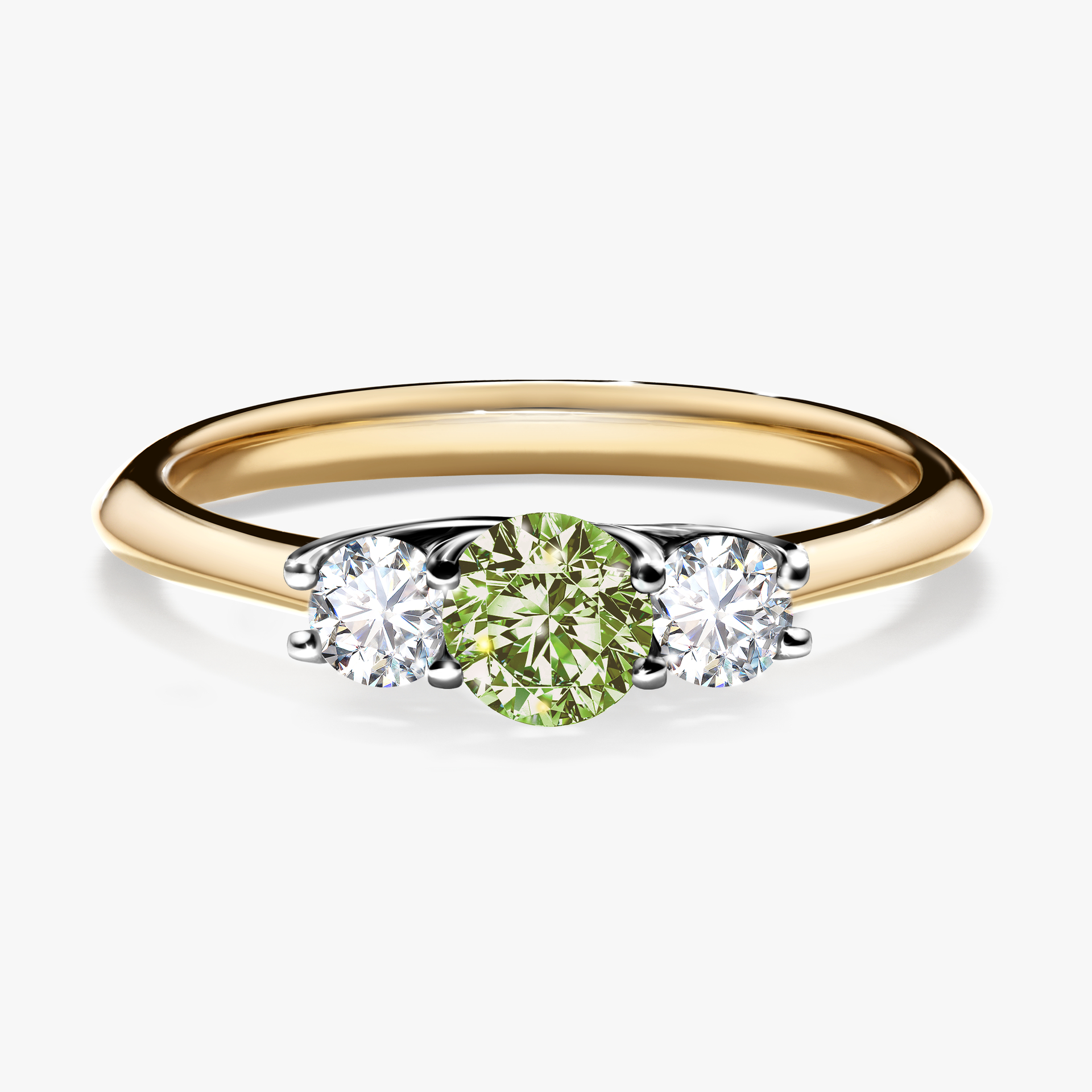 Pierścionek zaręczynowy My Honey z żółtego złota z jasnym zielonym diamentem 0,45ct