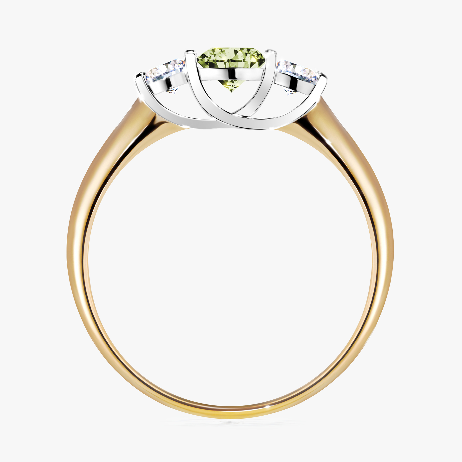 Pierścionek zaręczynowy My Honey z żółtego złota z jasnym zielonym diamentem 0,45ct