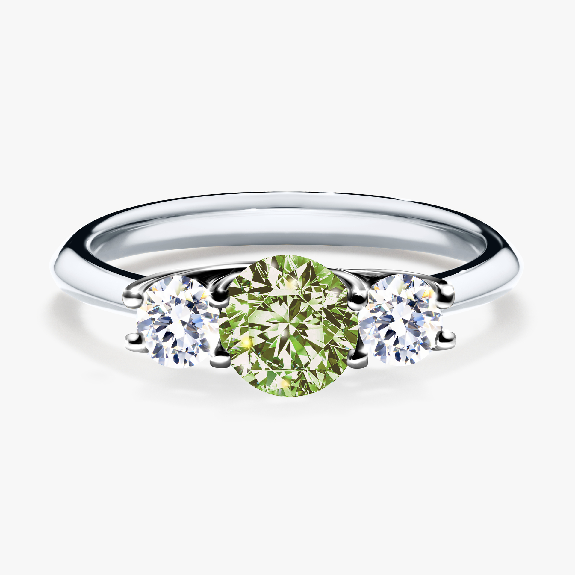 Pierścionek zaręczynowy My Honey z białego złota z jasnym zielonym diamentem 0,84ct