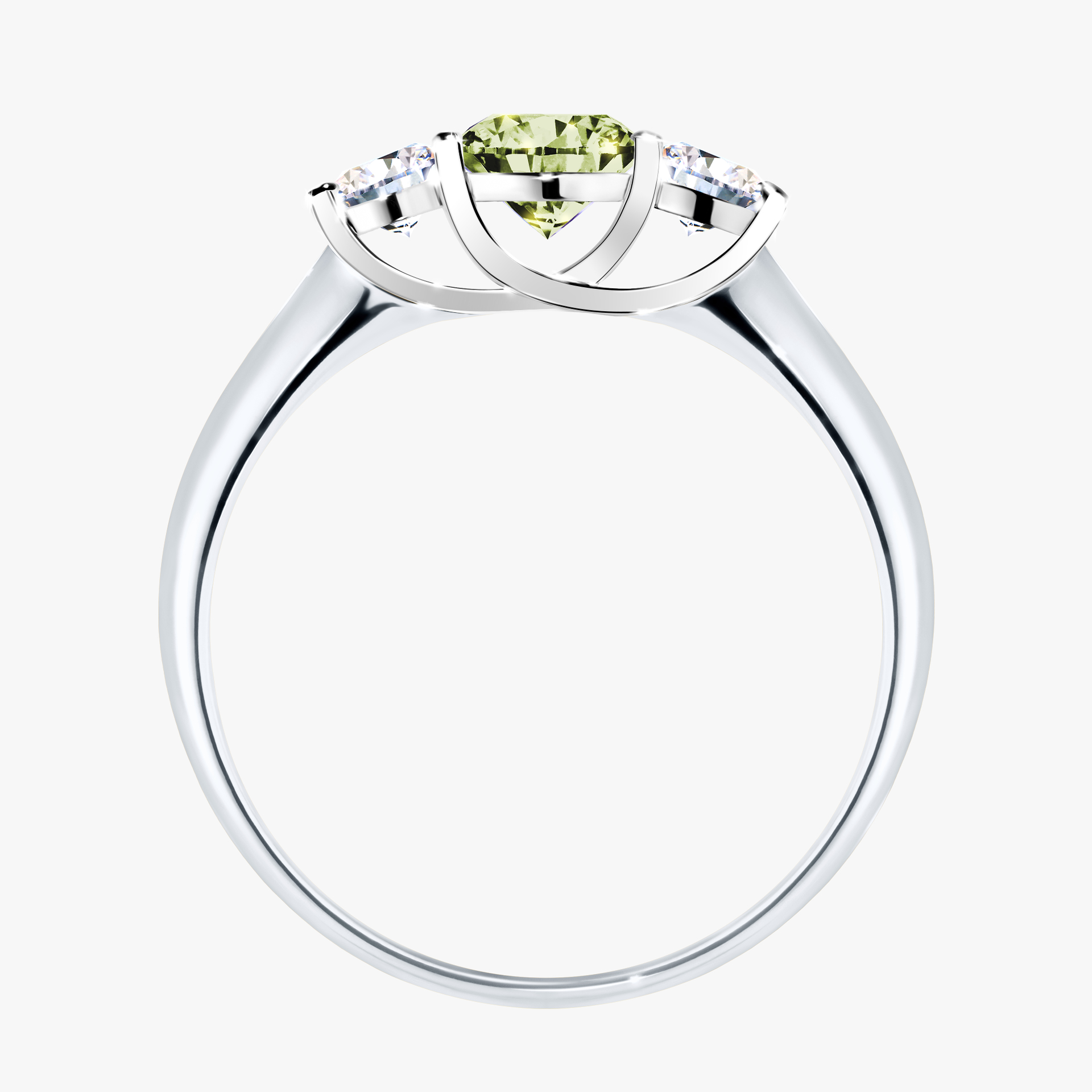 Pierścionek zaręczynowy My Honey z białego złota z jasnym zielonym diamentem 0,84ct