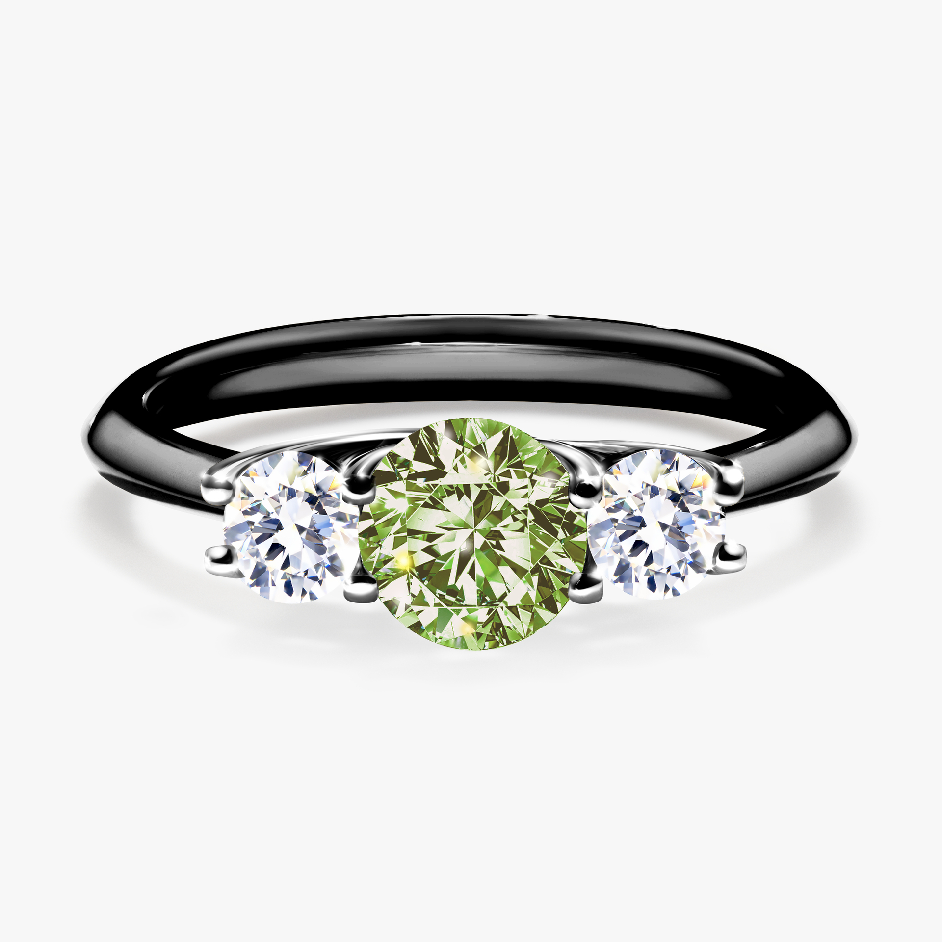 Pierścionek zaręczynowy My Honey z czarnego złota z jasnym zielonym diamentem 0,84ct