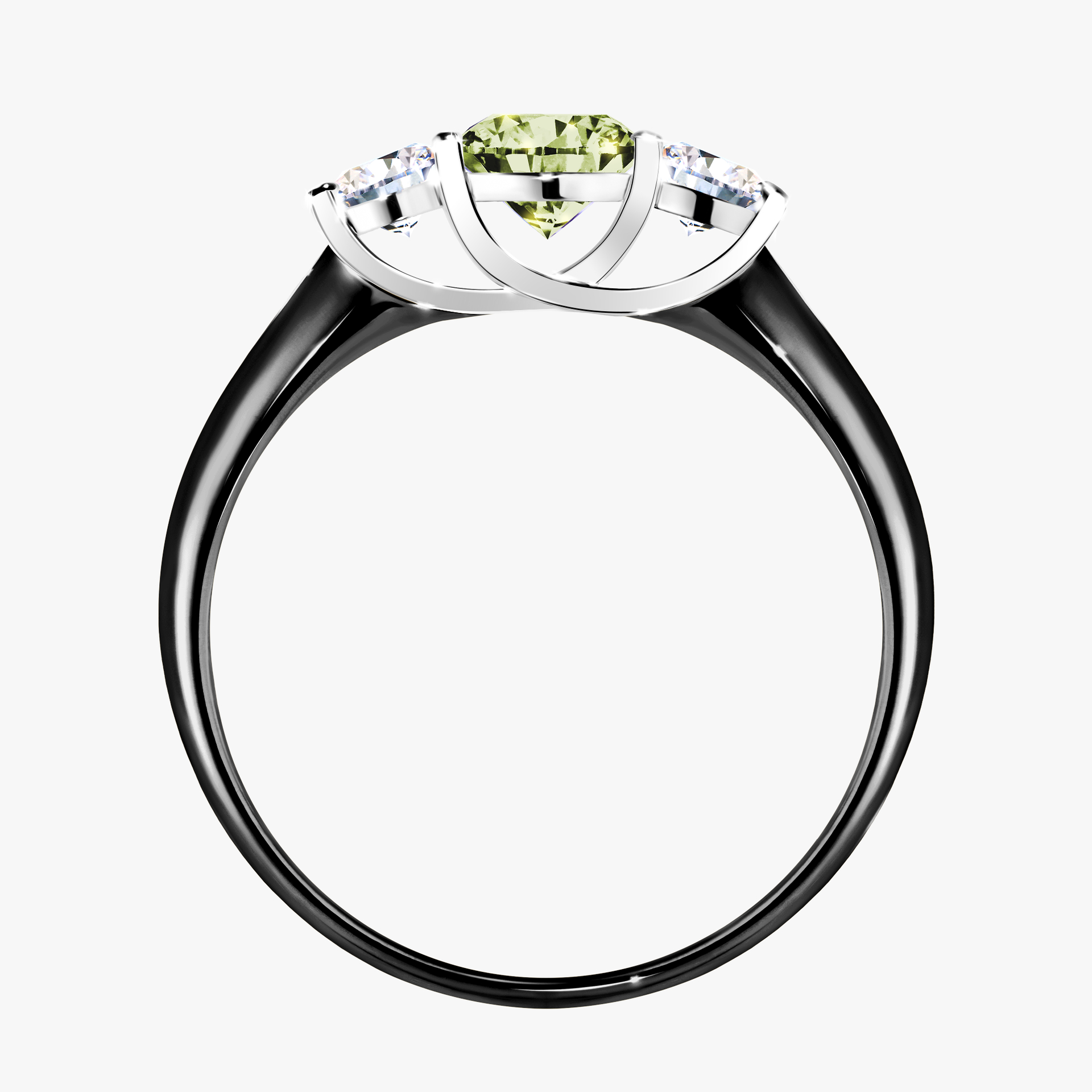 Pierścionek zaręczynowy My Honey z czarnego złota z jasnym zielonym diamentem 0,84ct