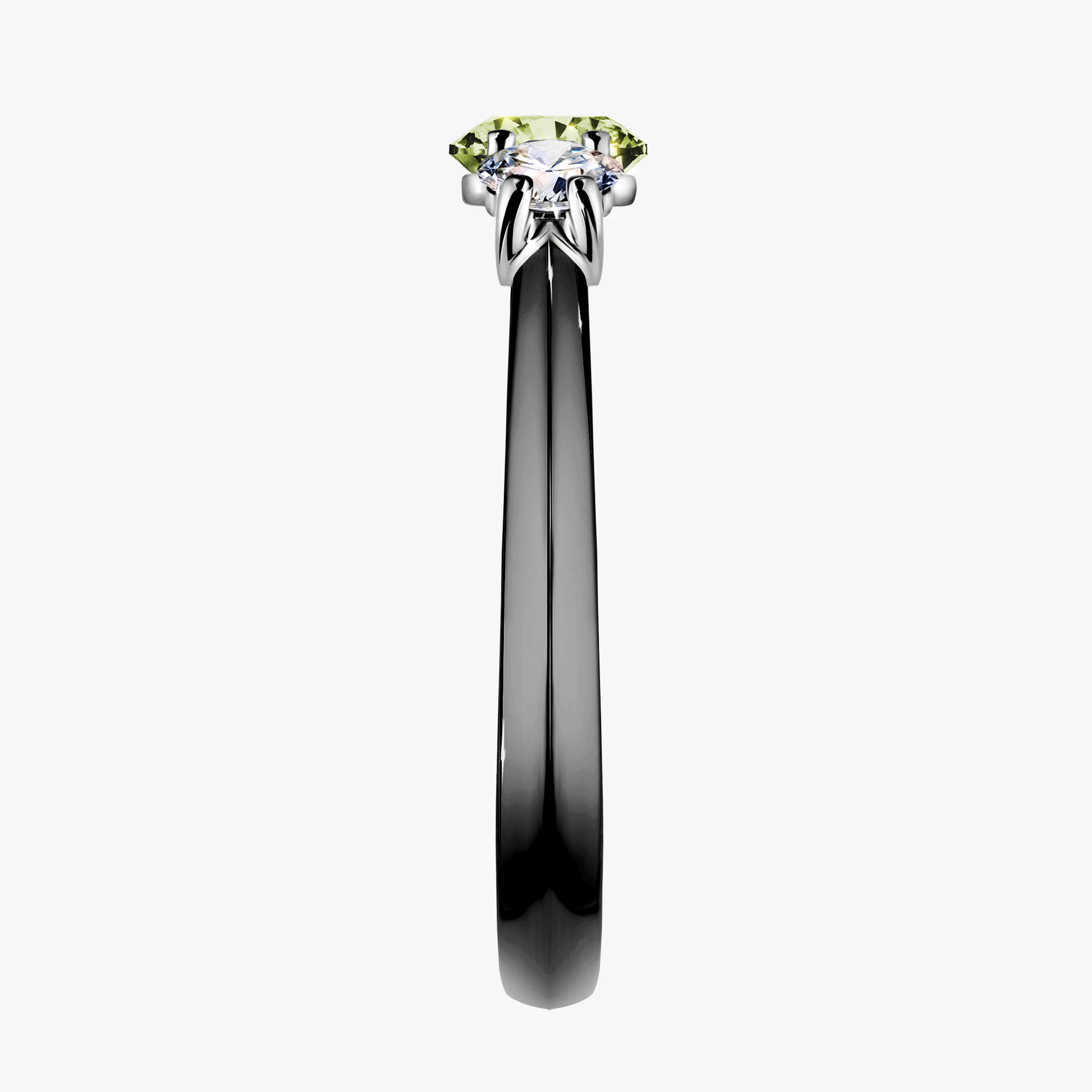 Pierścionek zaręczynowy My Honey z czarnego złota z jasnym zielonym diamentem 0,84ct