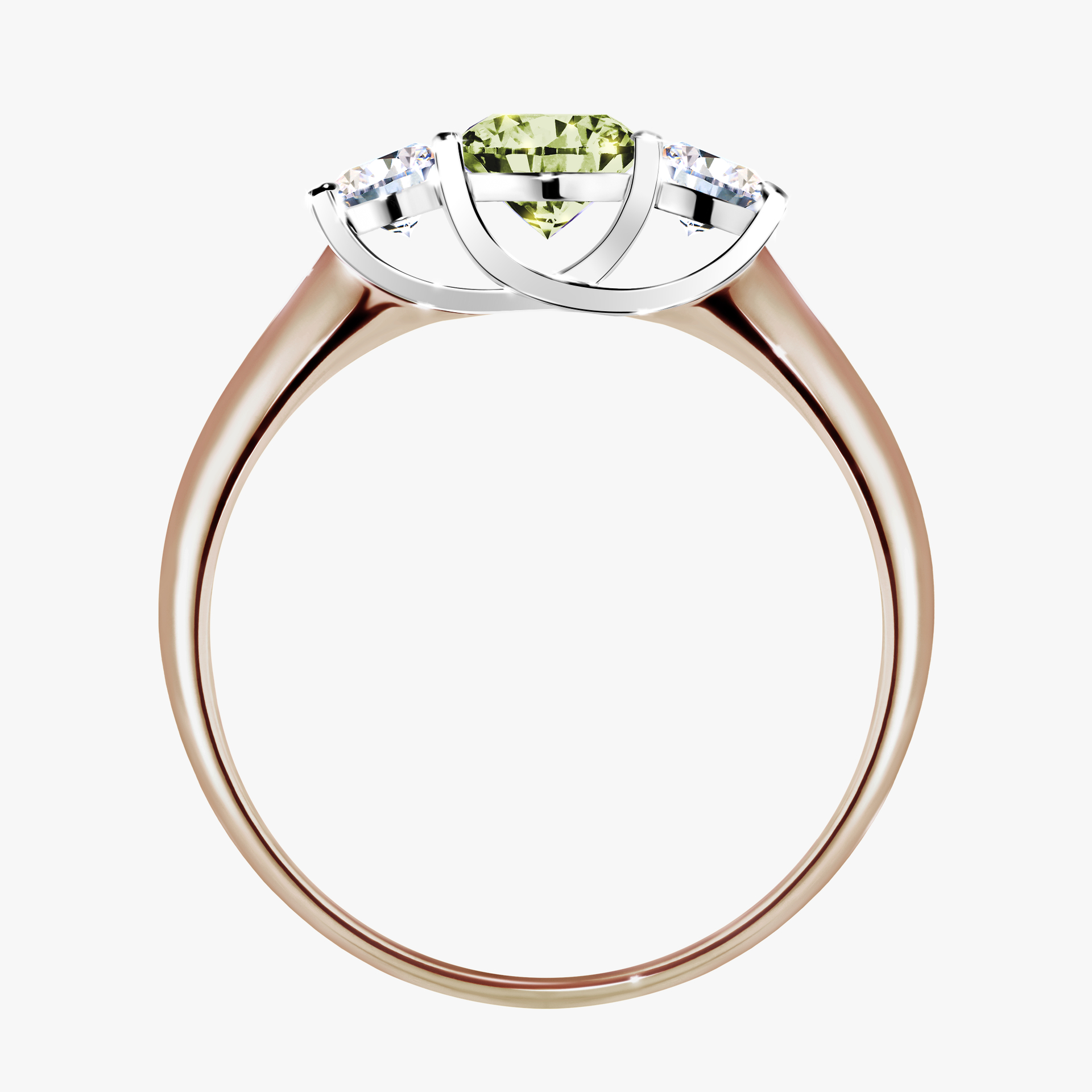 Pierścionek zaręczynowy My Honey z różowego złota z jasnym zielonym diamentem 0,84ct