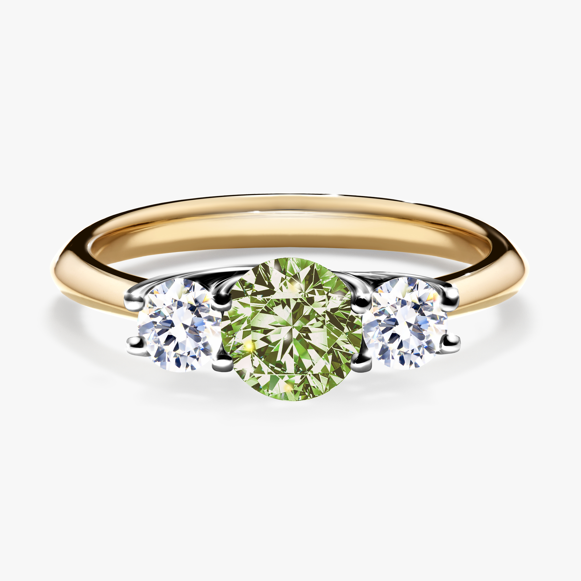 Pierścionek zaręczynowy My Honey z żółtego złota z jasnym zielonym diamentem 0,84ct