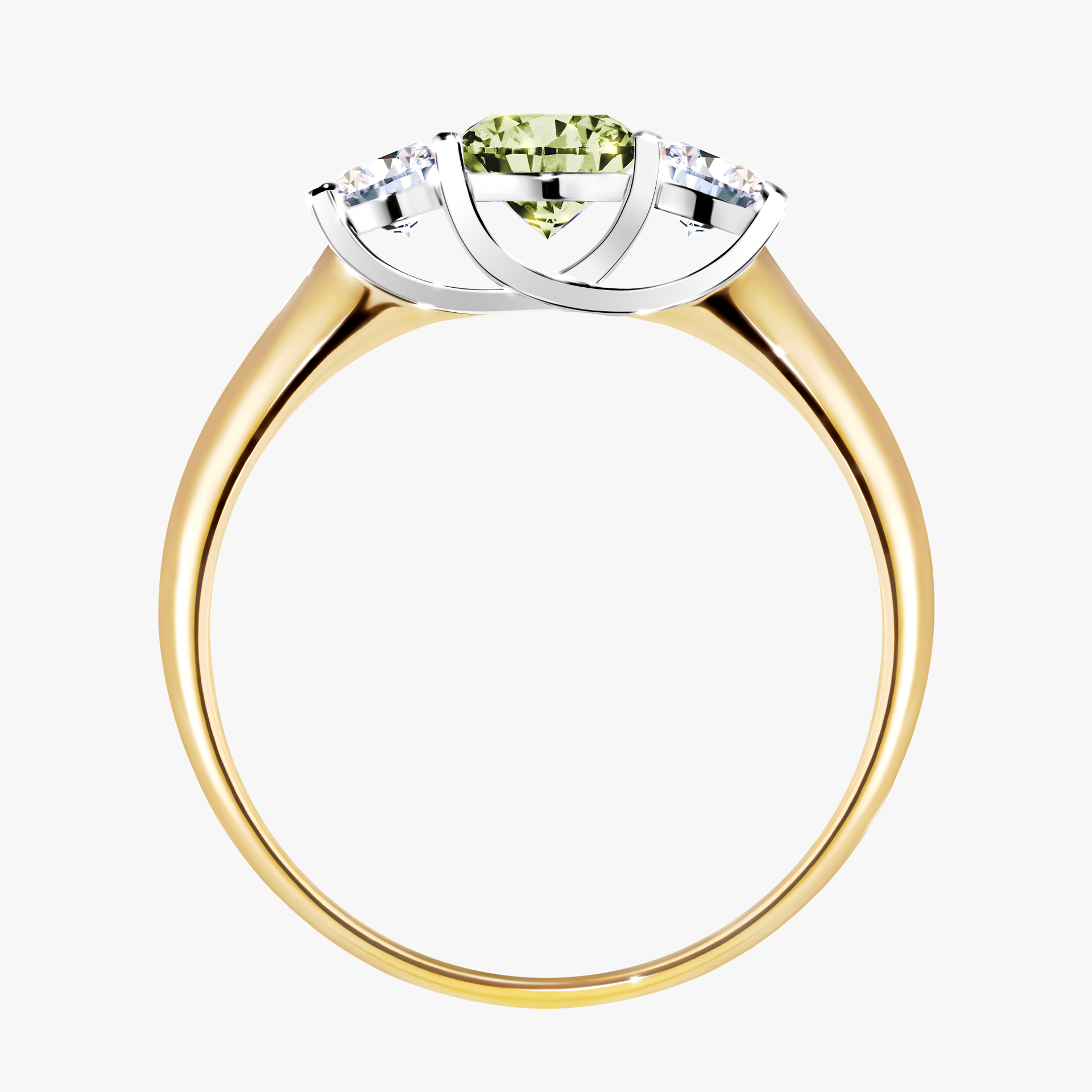 Pierścionek zaręczynowy My Honey z żółtego złota z jasnym zielonym diamentem 0,84ct
